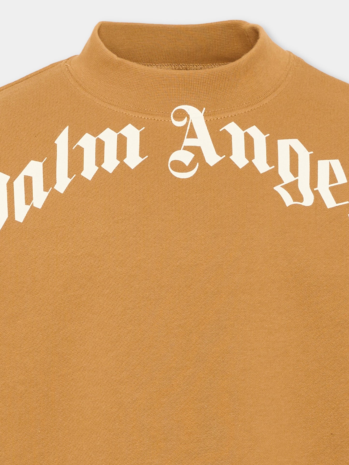 Felpa beige per bambini con logo,Palm Angels,F6PAJBSW014 1531