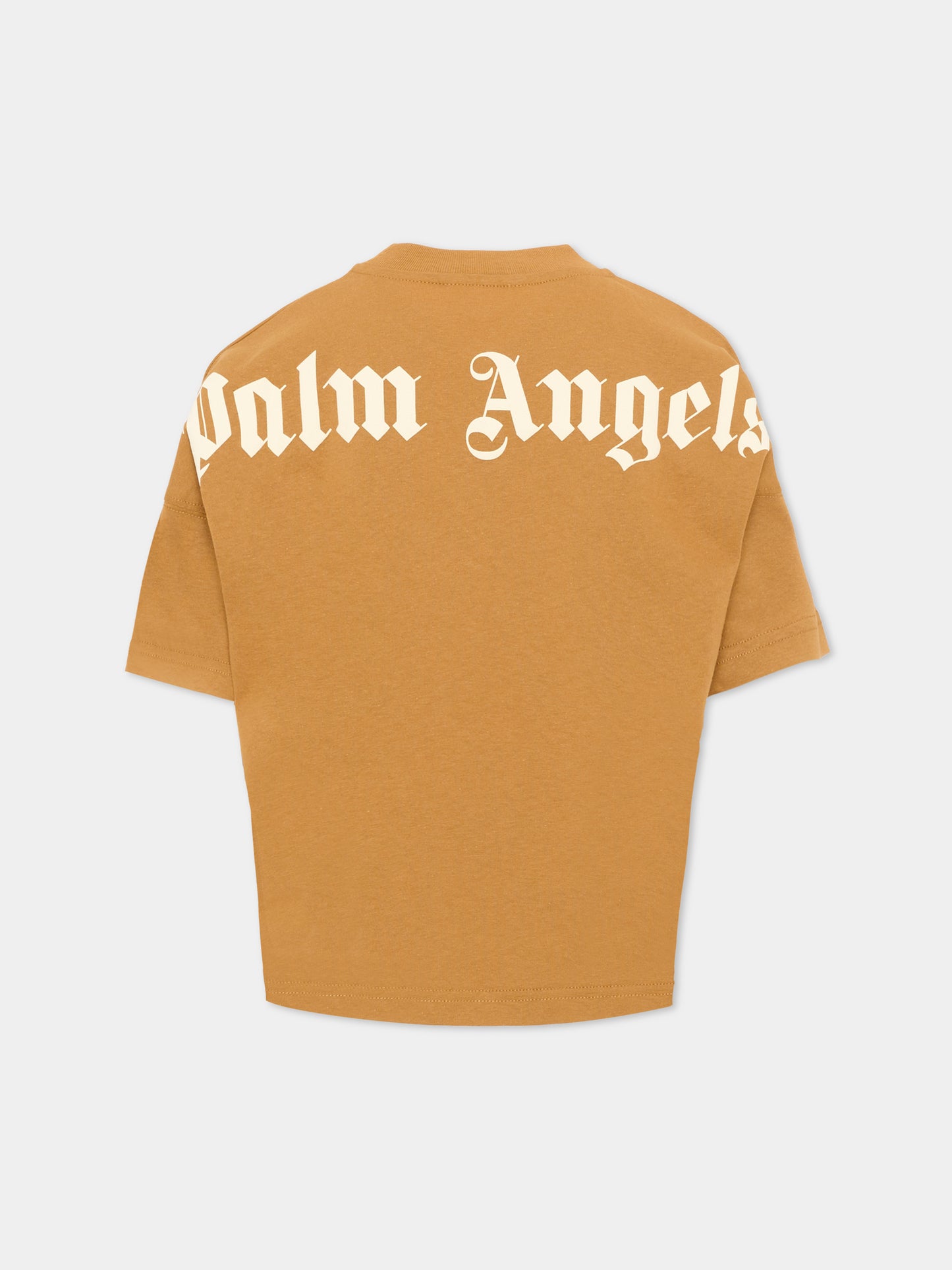 T-Shirt beige per bambini con logo,Palm Angels,F6PAJBTH012 1531