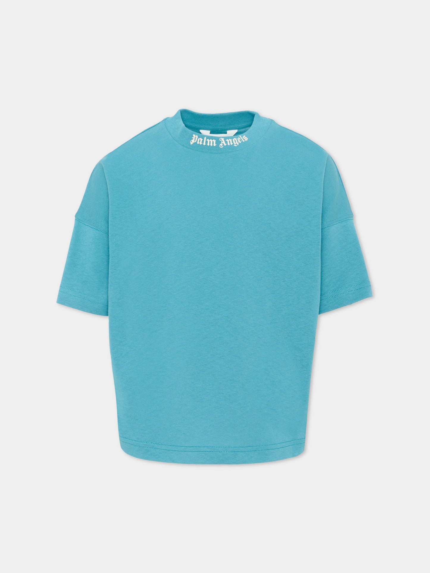 T-Shirt azzurra per bambini con logo,Palm Angels,F6PAJBTH012 1527