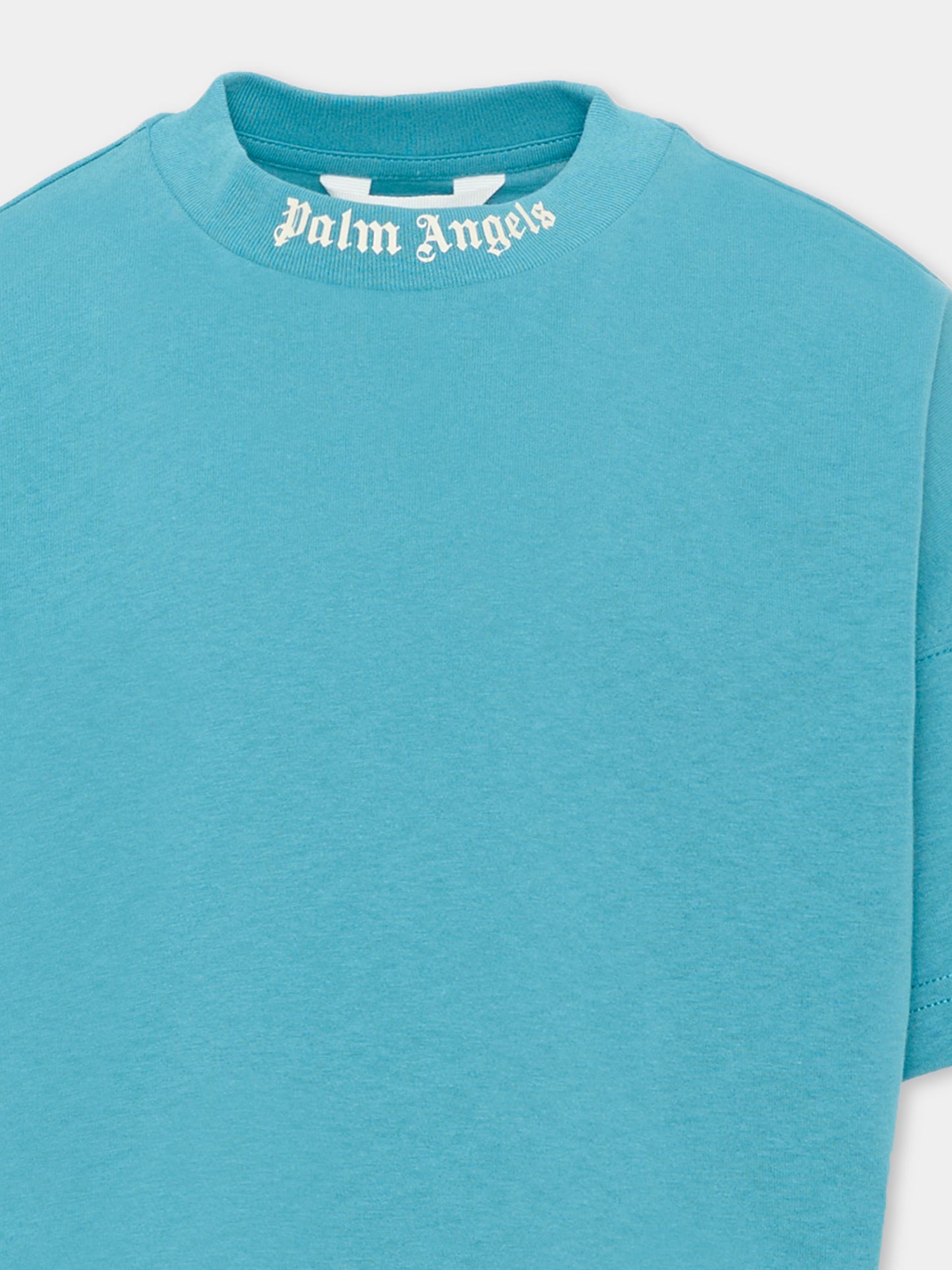 T-Shirt azzurra per bambini con logo,Palm Angels,F6PAJBTH012 1527