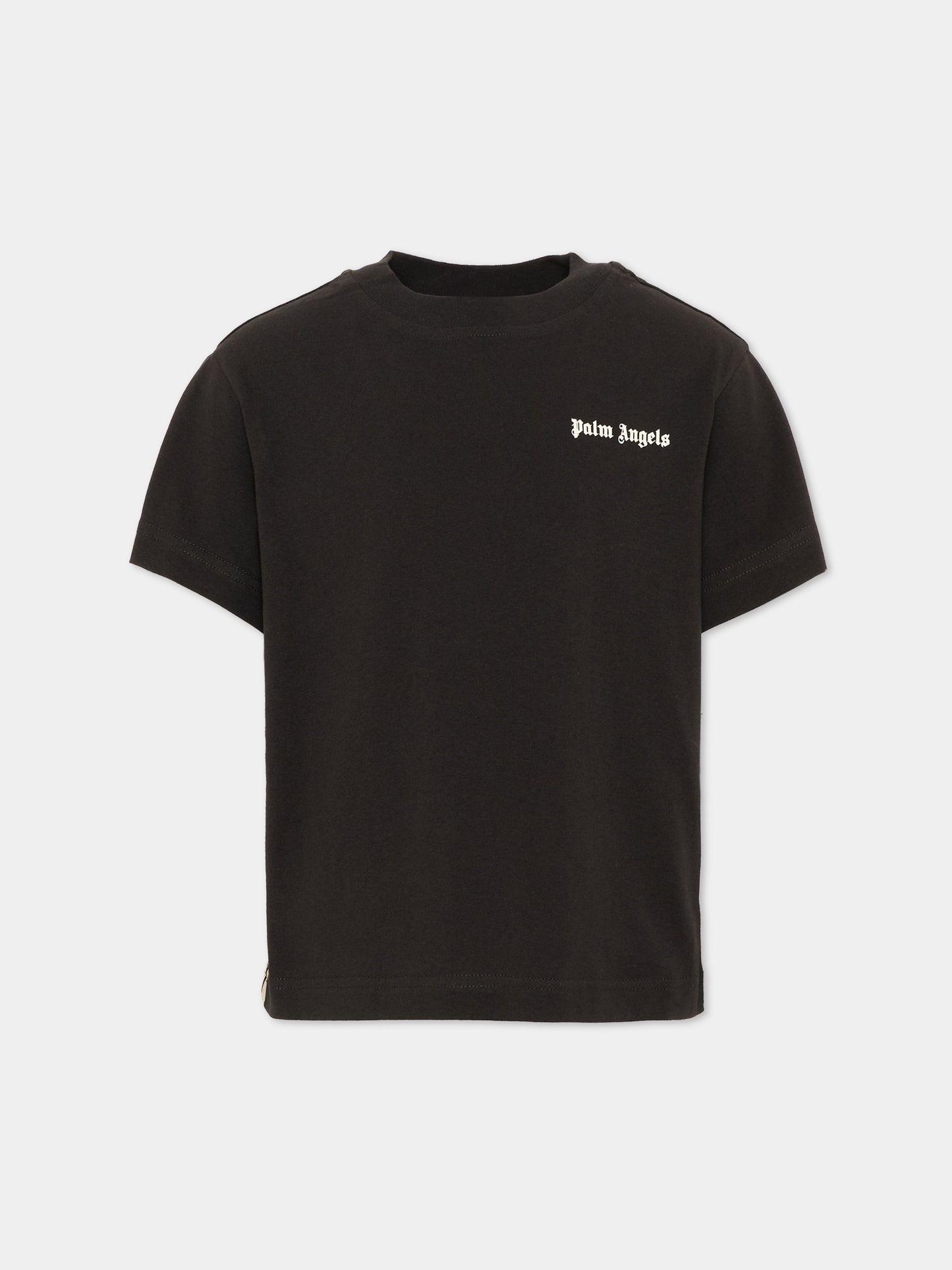T-Shirt nera per bambini con logo,Palm Angels,F6PAJBTH026 110