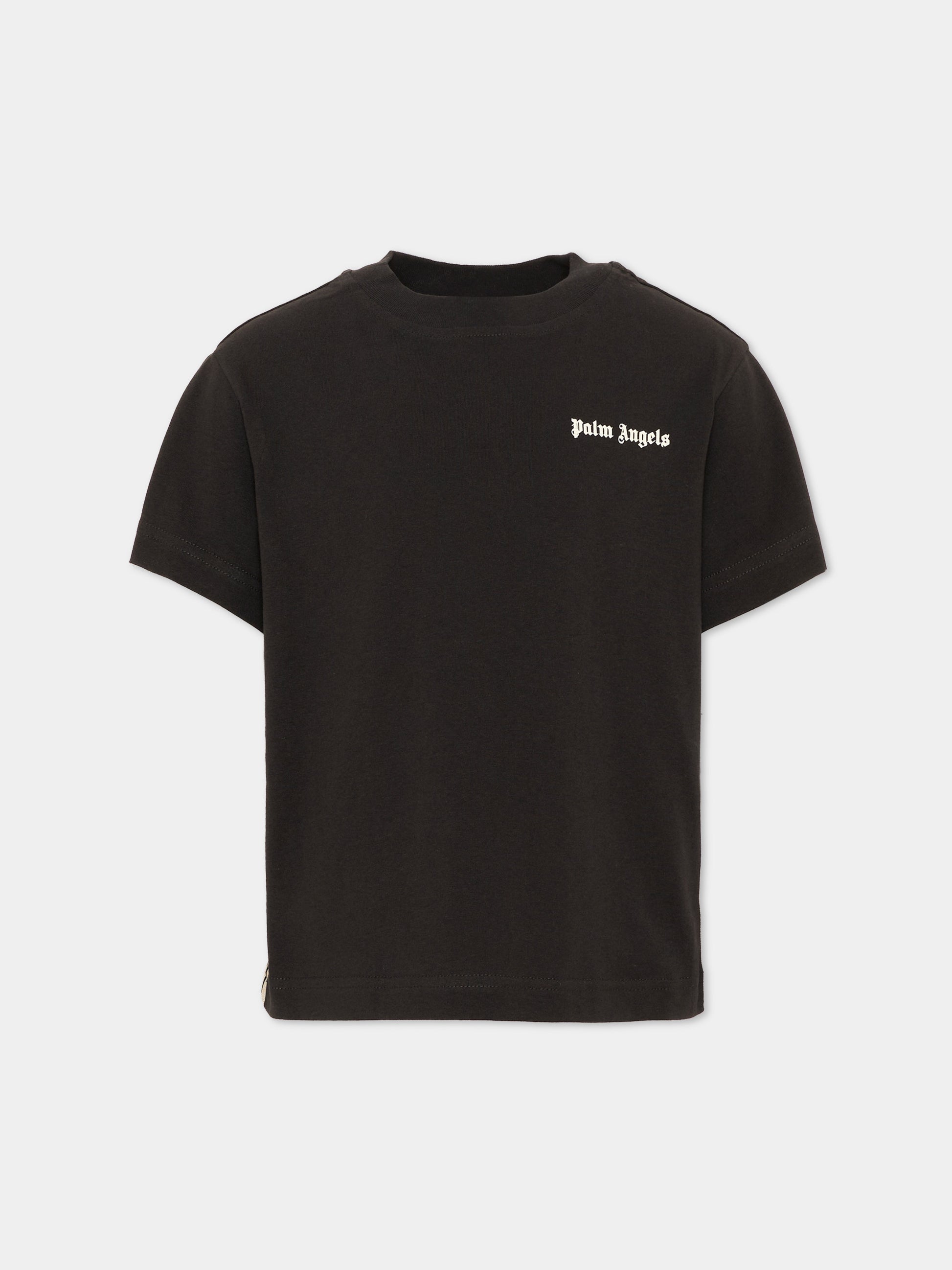 T-Shirt nera per bambini con logo,Palm Angels,F6PAJBTH026 110