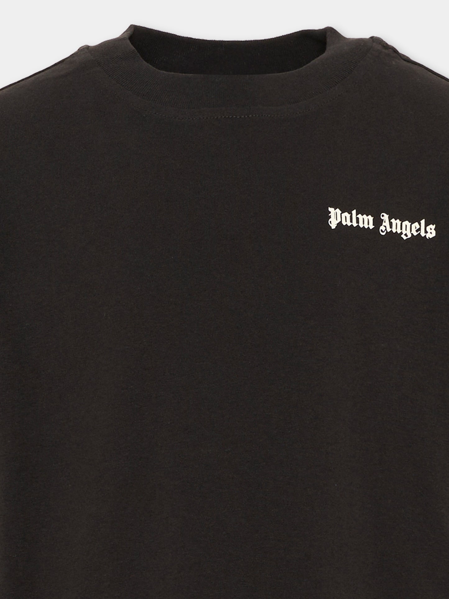 T-Shirt nera per bambini con logo,Palm Angels,F6PAJBTH026 110