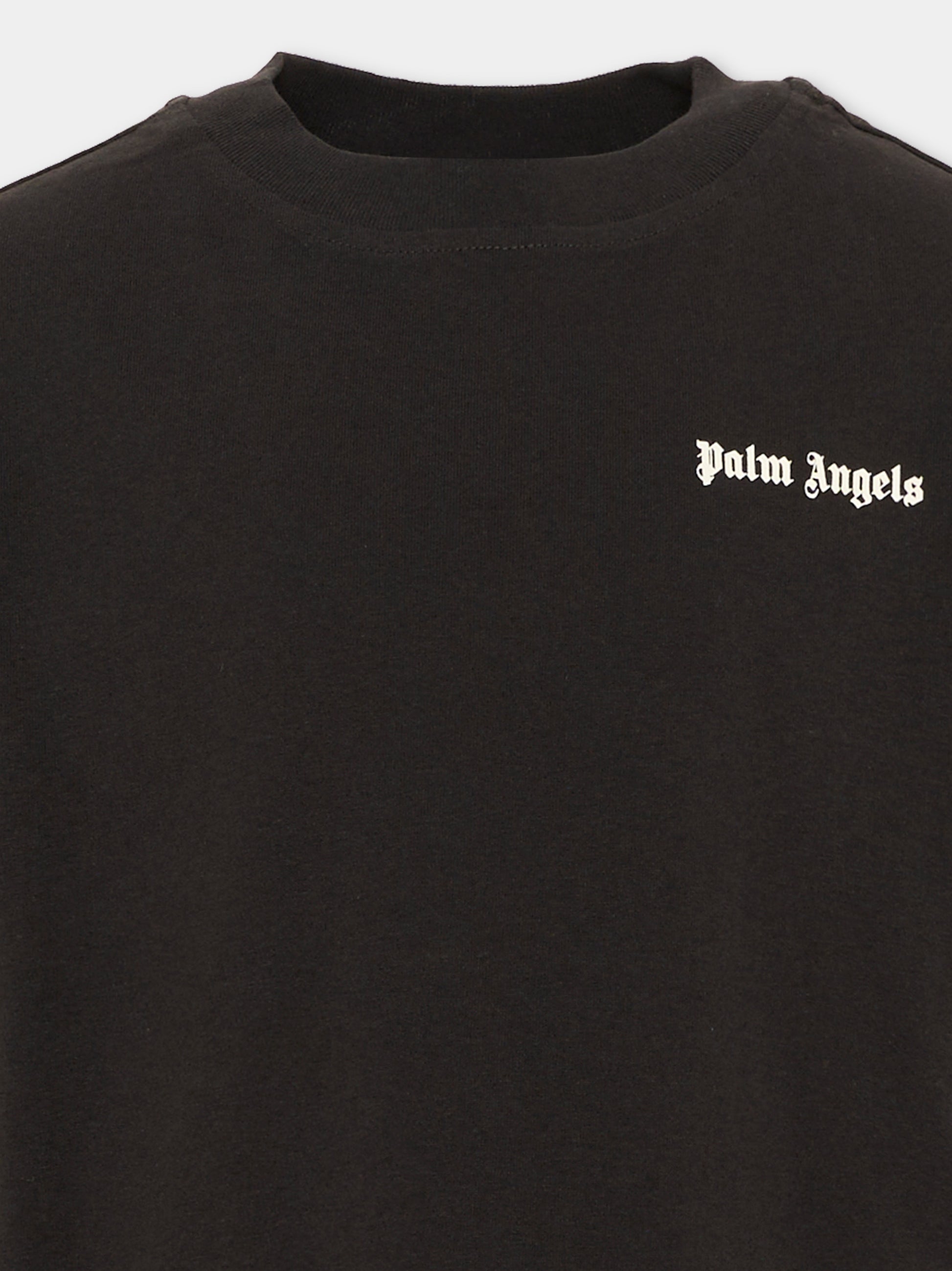 T-Shirt nera per bambini con logo,Palm Angels,F6PAJBTH026 110