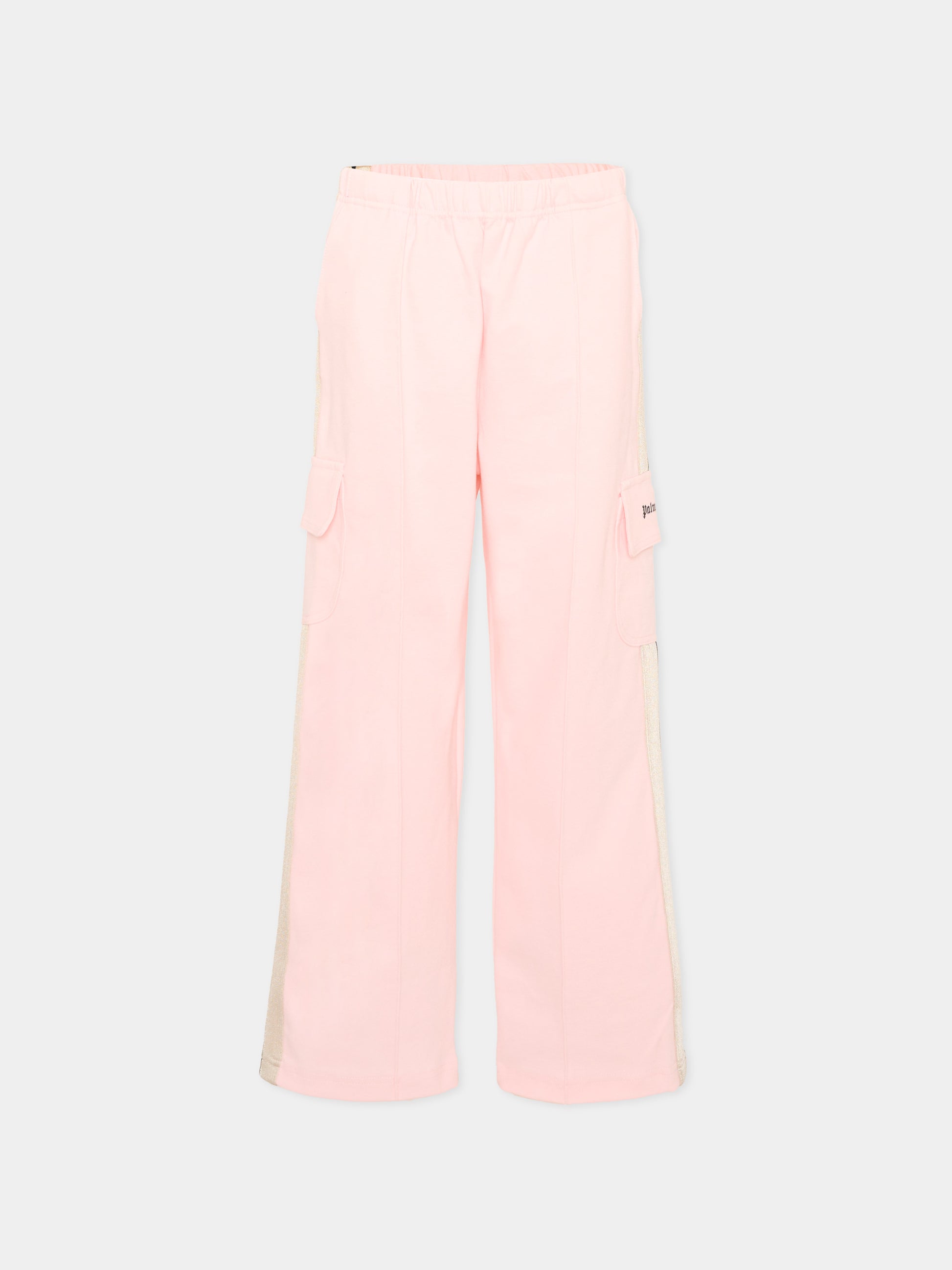 Pantalone rosa per bambina con logo,Palm Angels,F6PAJGFP040 042