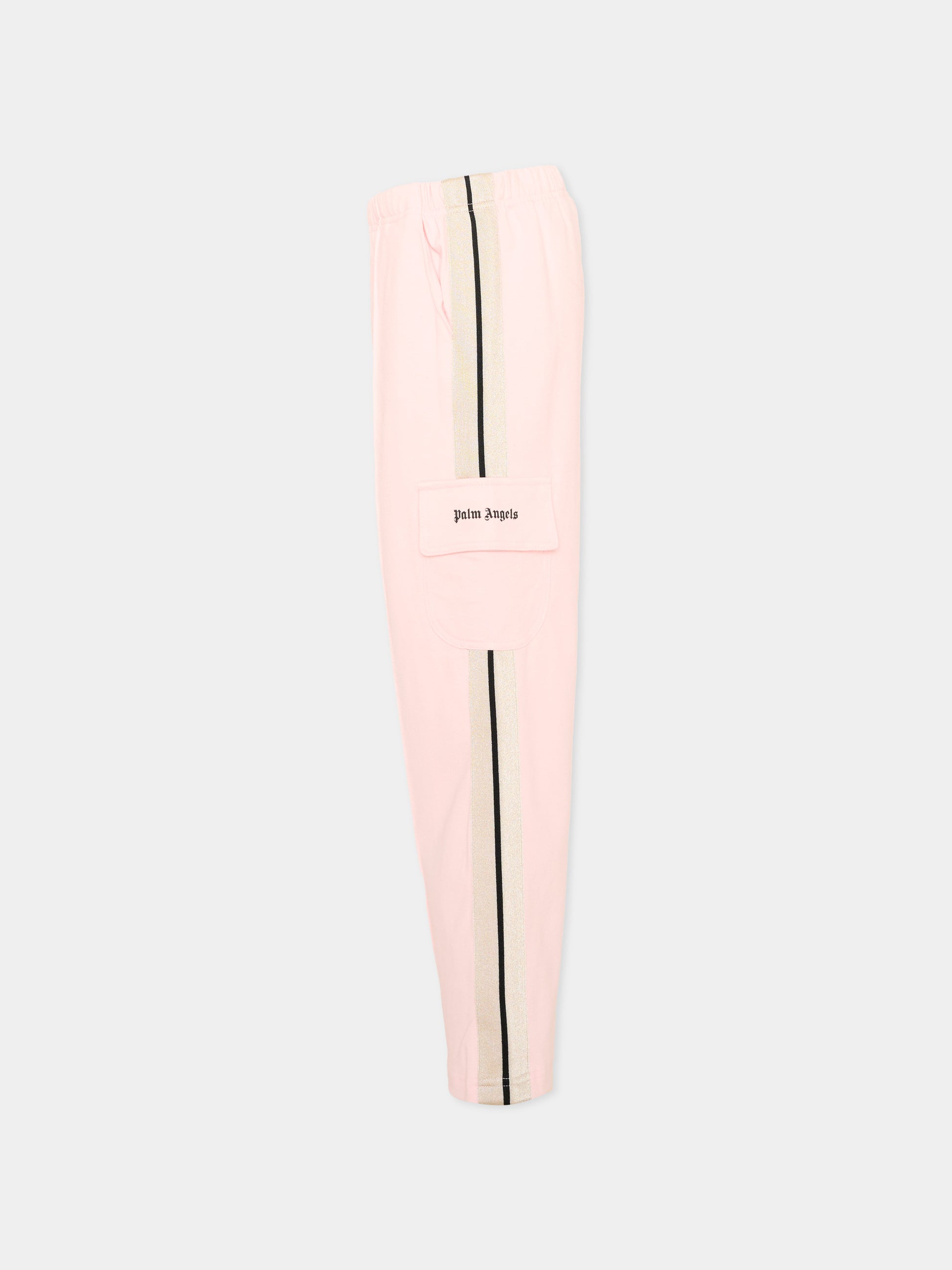 Pantalone rosa per bambina con logo,Palm Angels,F6PAJGFP040 042