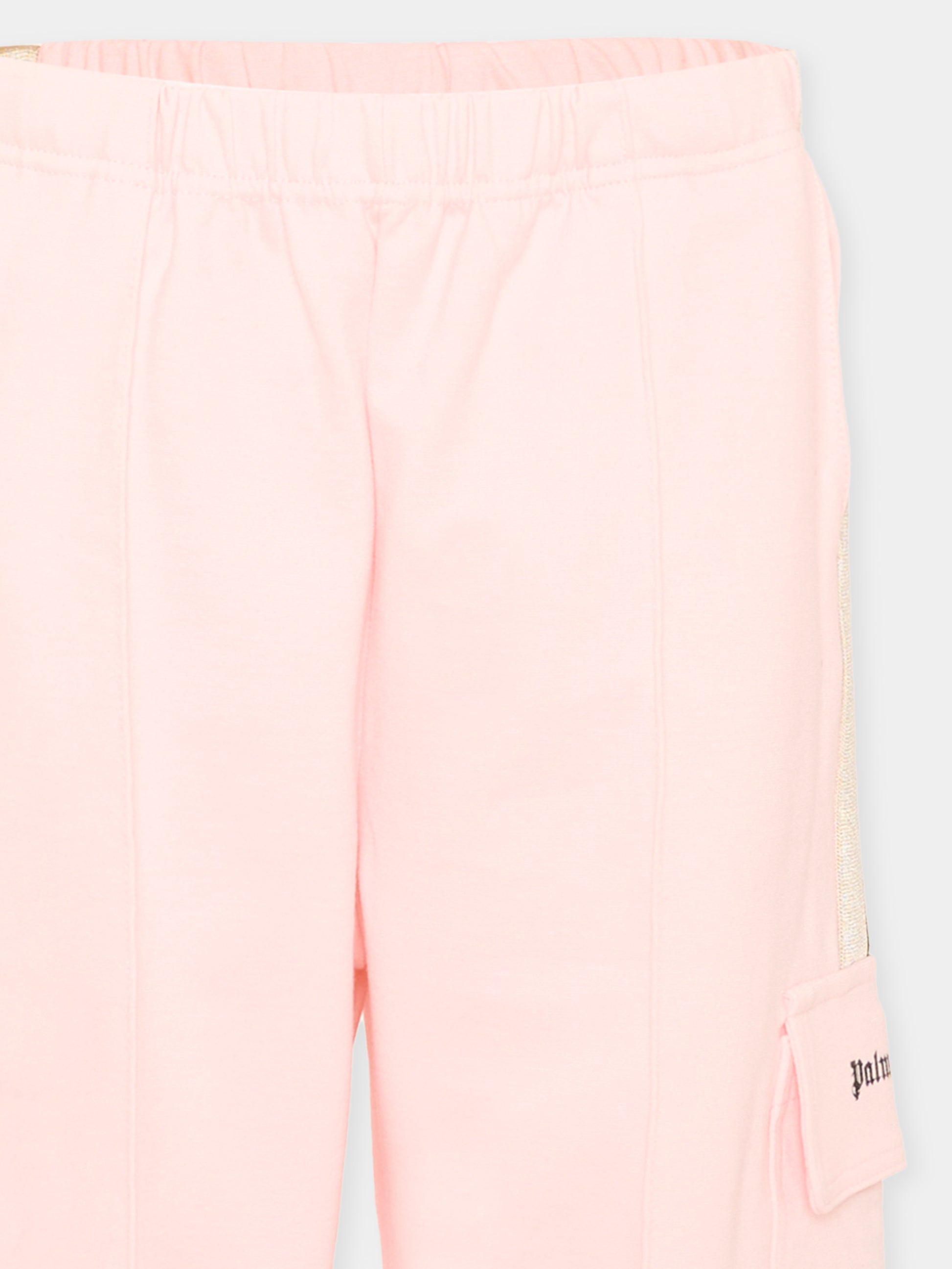 Pantalone rosa per bambina con logo,Palm Angels,F6PAJGFP040 042