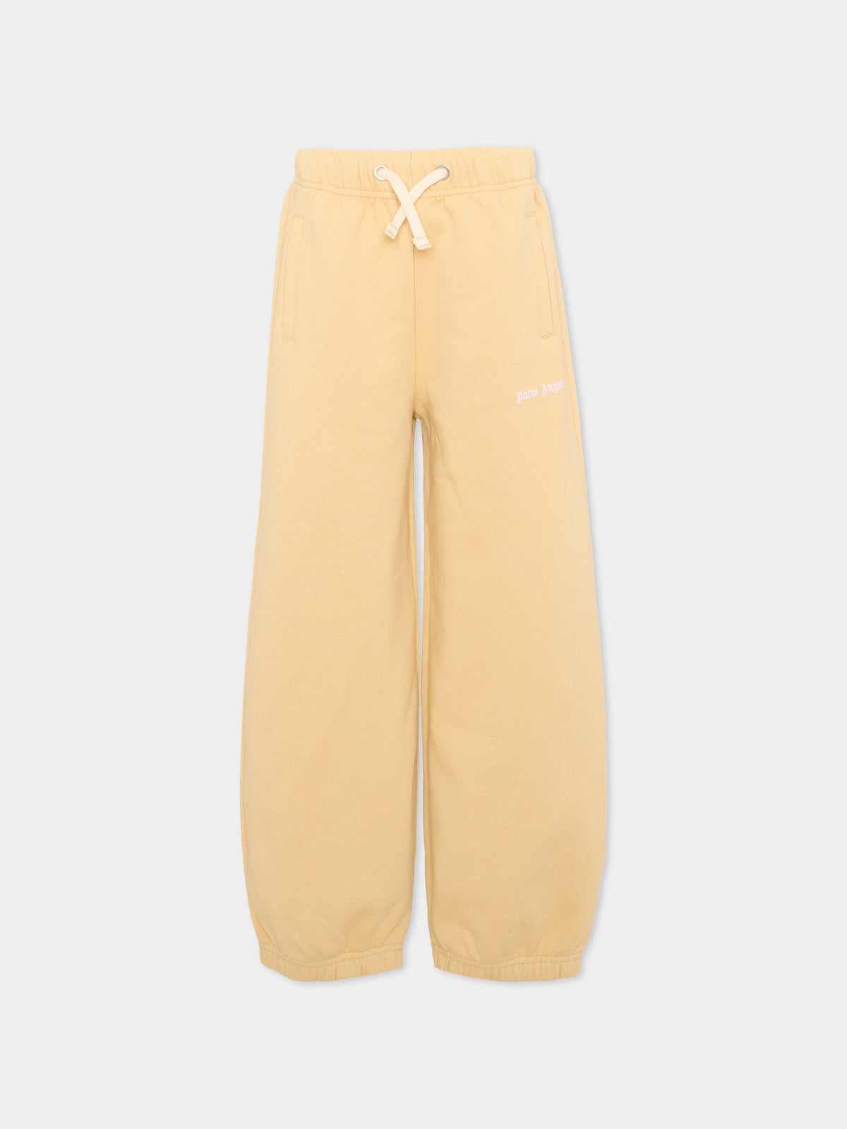 Pantaloni sportivi beige per bambina con logo,Palm Angels,F6PAJGFP054 1530