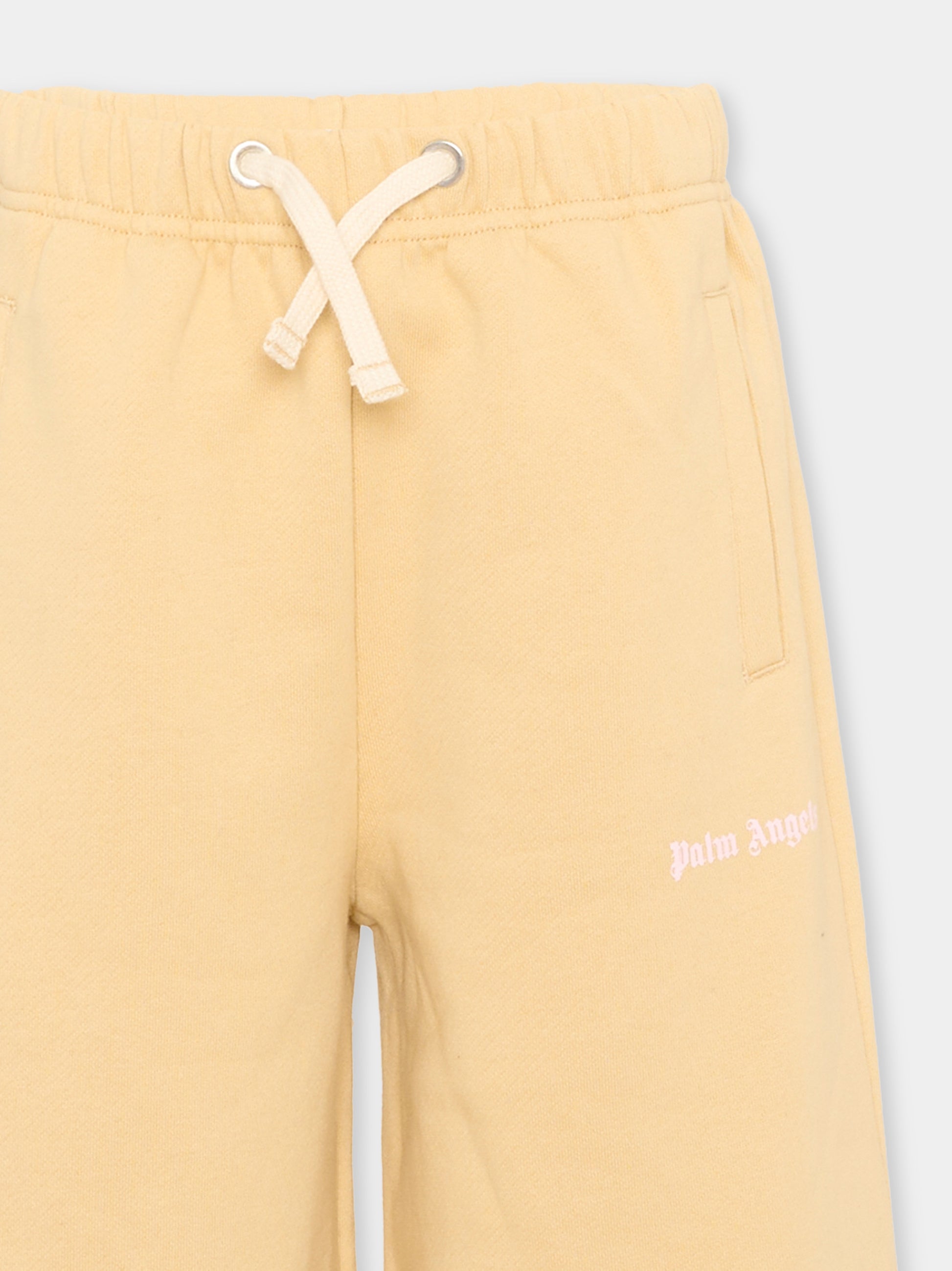 Pantaloni sportivi beige per bambina con logo,Palm Angels,F6PAJGFP054 1530