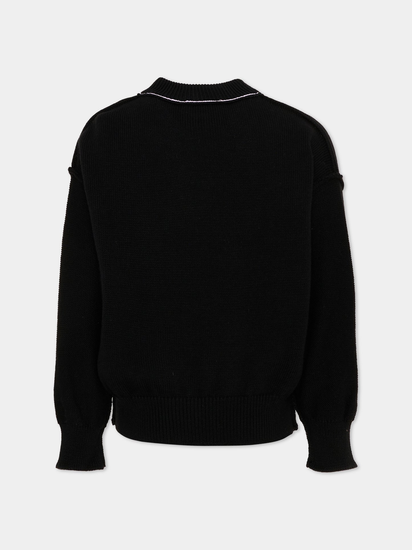 Maglione nero per bambina con logo,Palm Angels,F6PAJGJP155 110