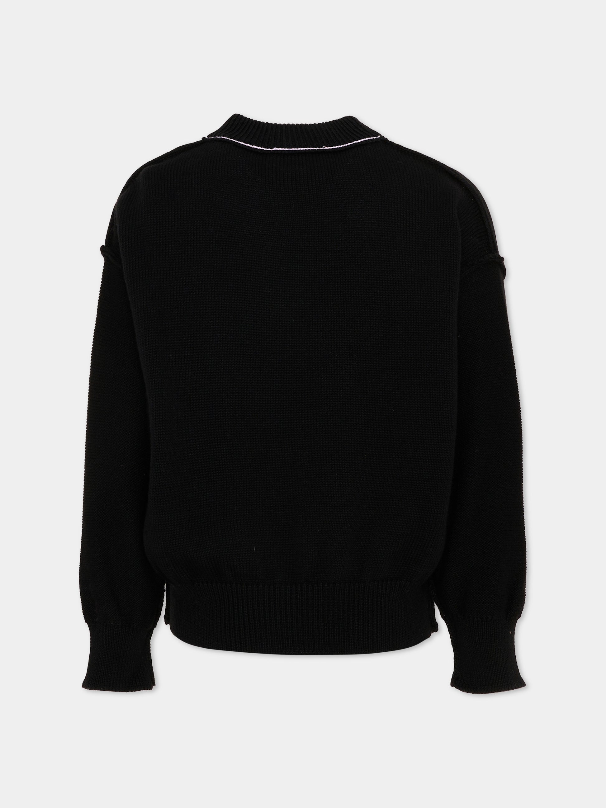 Maglione nero per bambina con logo,Palm Angels,F6PAJGJP155 110
