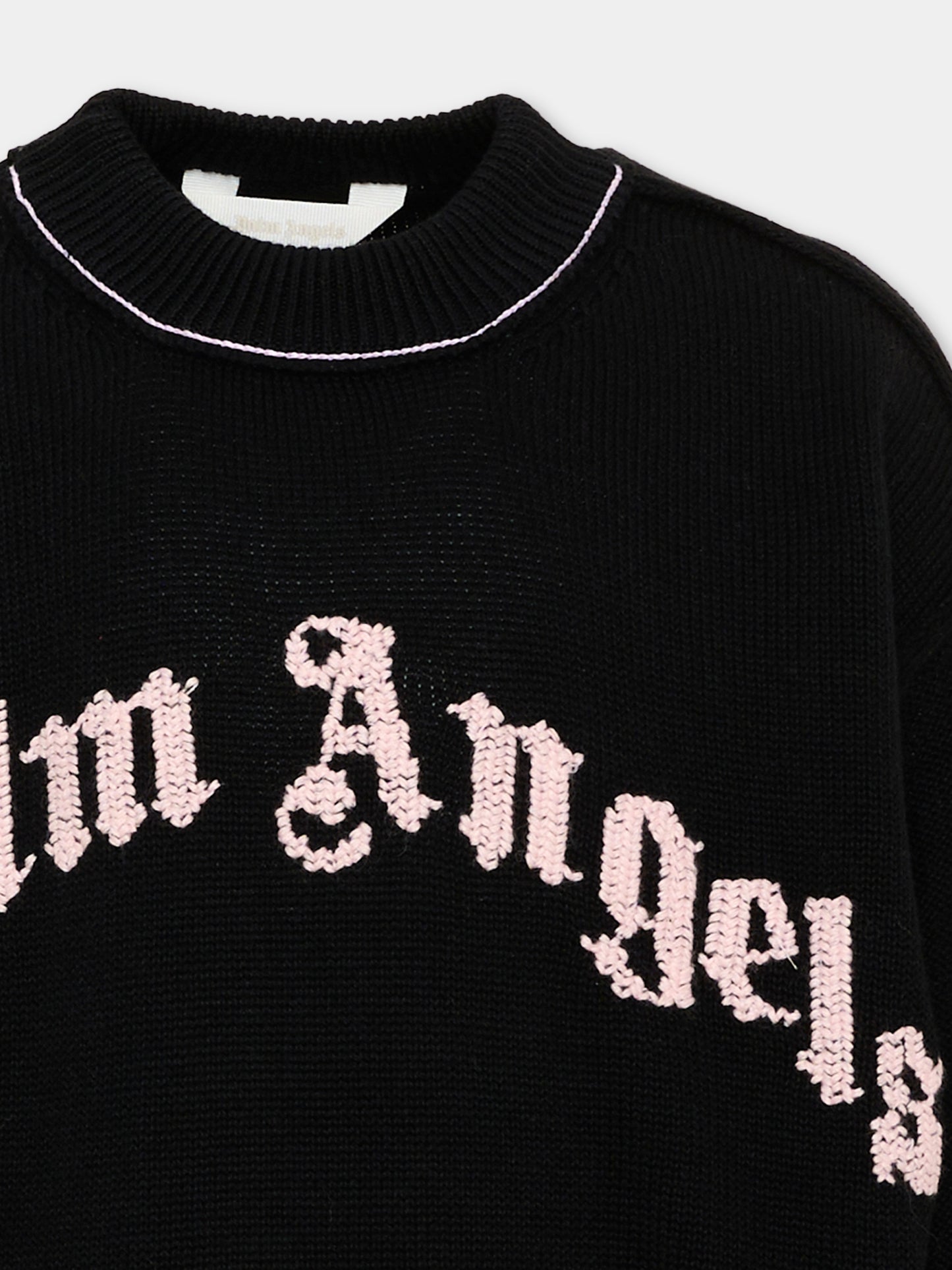 Maglione nero per bambina con logo,Palm Angels,F6PAJGJP155 110