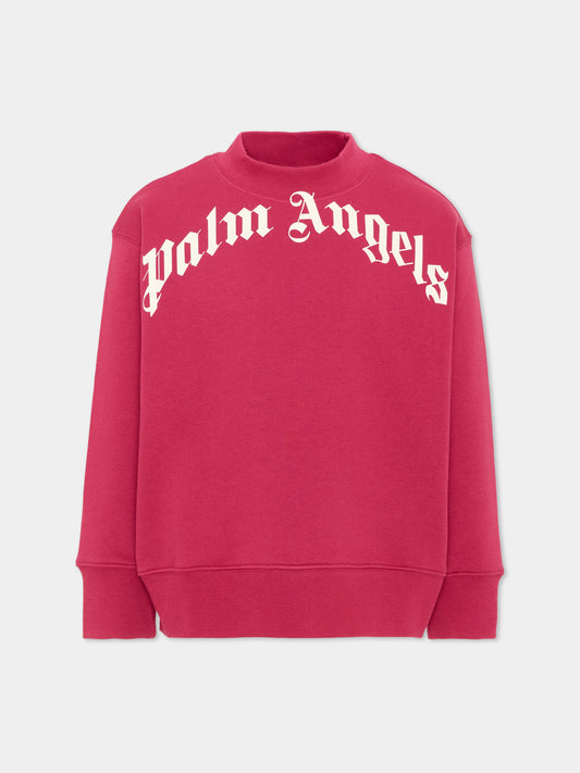 Felpa fucsia per bambina con logo,Palm Angels,F6PAJGSW033 402