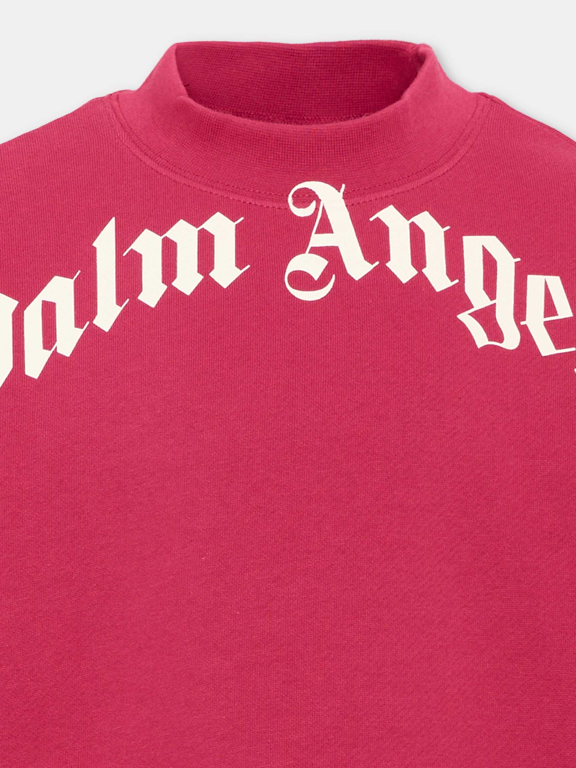Felpa fucsia per bambina con logo,Palm Angels,F6PAJGSW033 402
