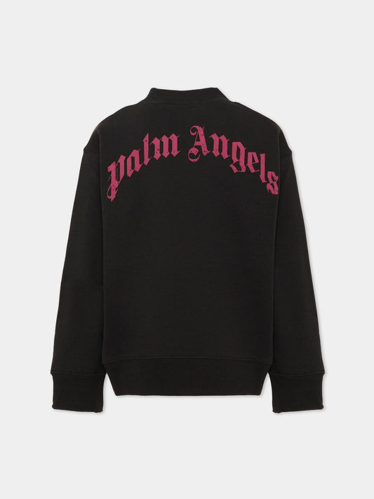 Felpa nera per bambina con logo,Palm Angels,F6PAJGSW143 110