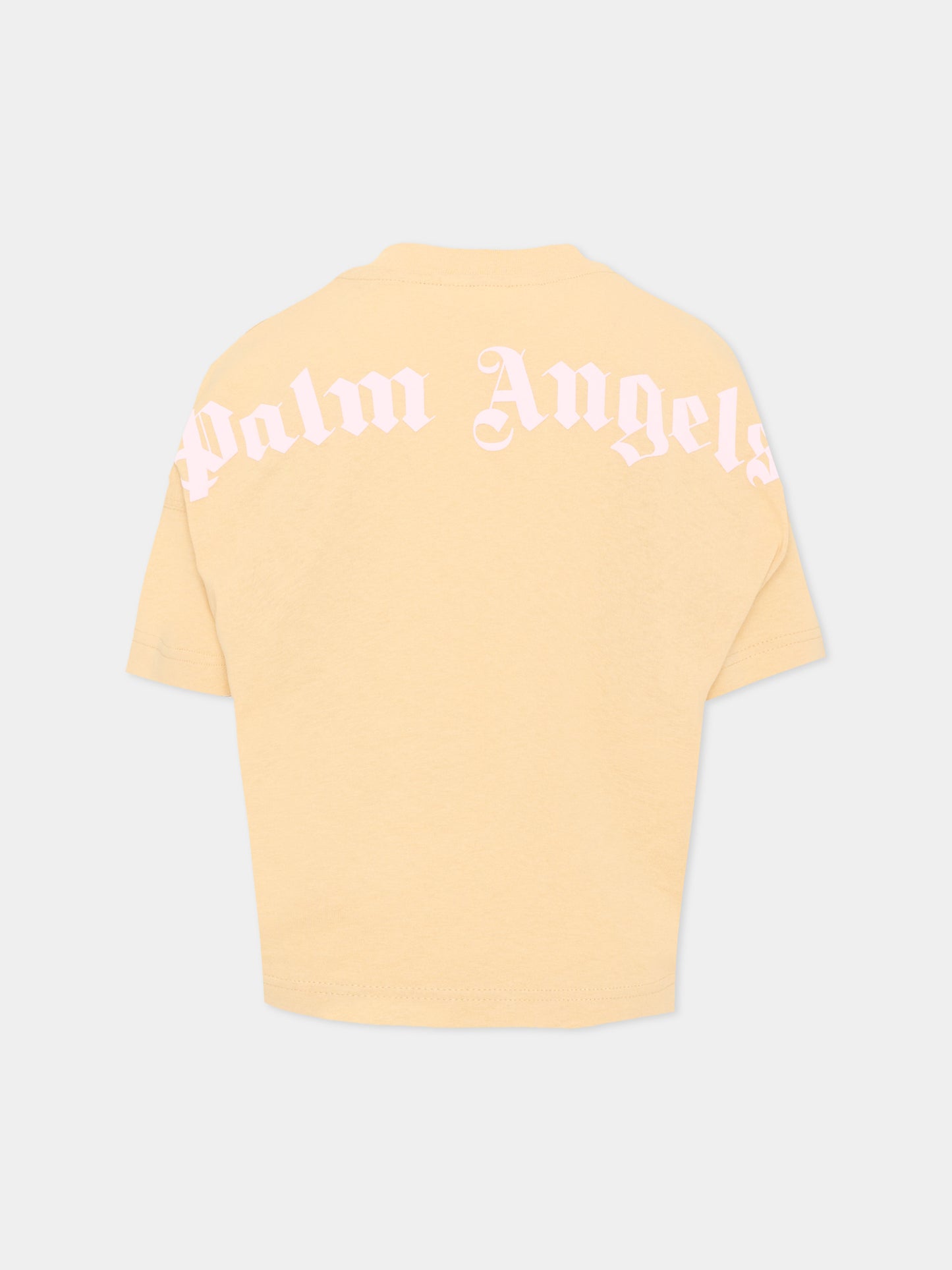 T-Shirt beige per bambina con logo,Palm Angels,F6PAJGTH064 1530