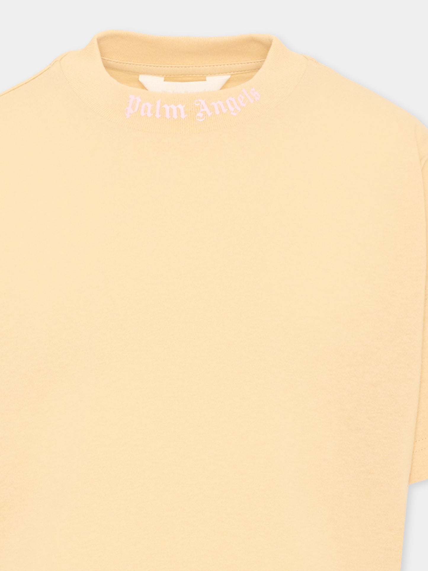 T-Shirt beige per bambina con logo,Palm Angels,F6PAJGTH064 1530