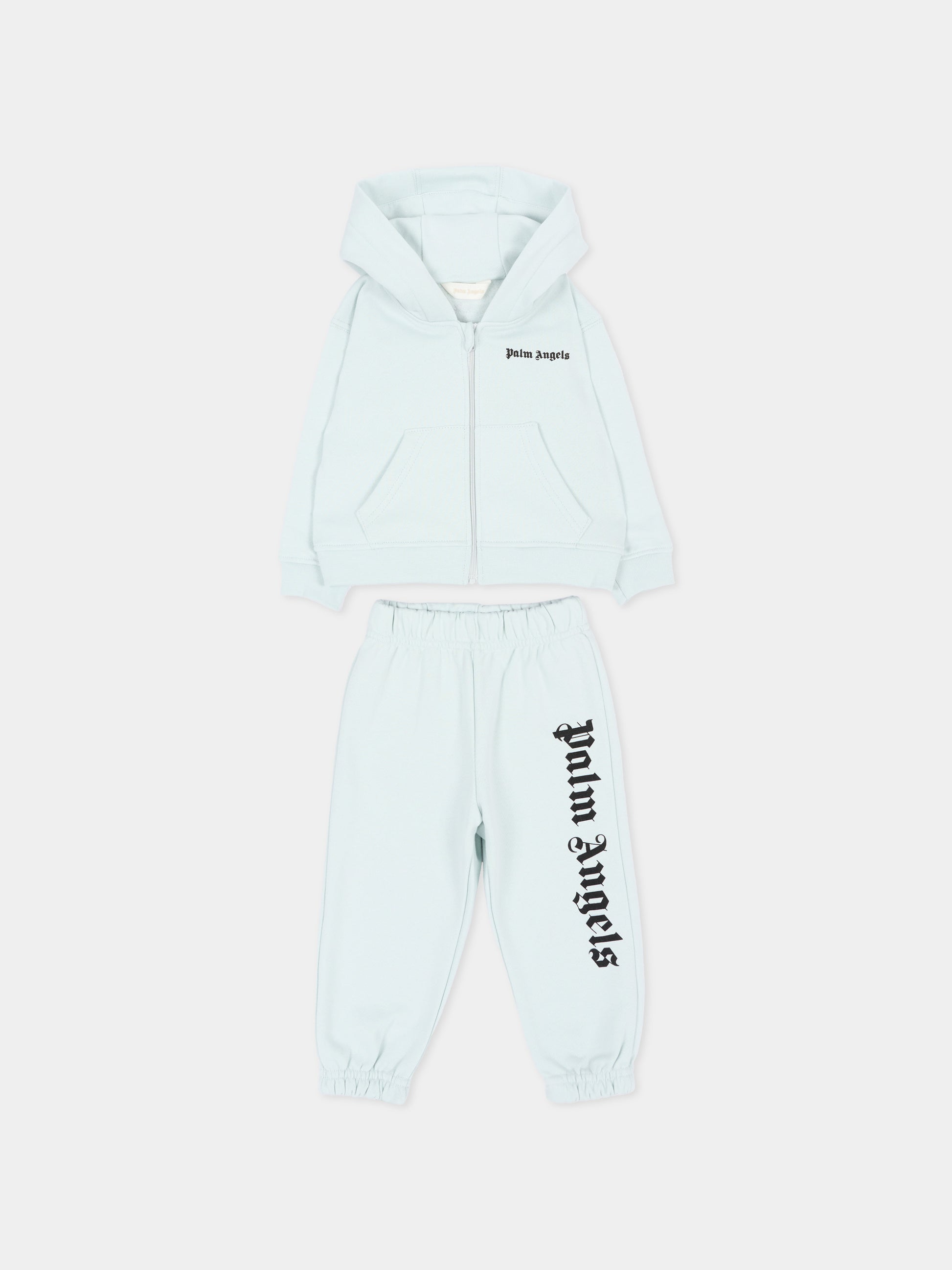 Completo sportivo lungo celeste per neonato con logo,Palm Angels,F6PANBTP180 960