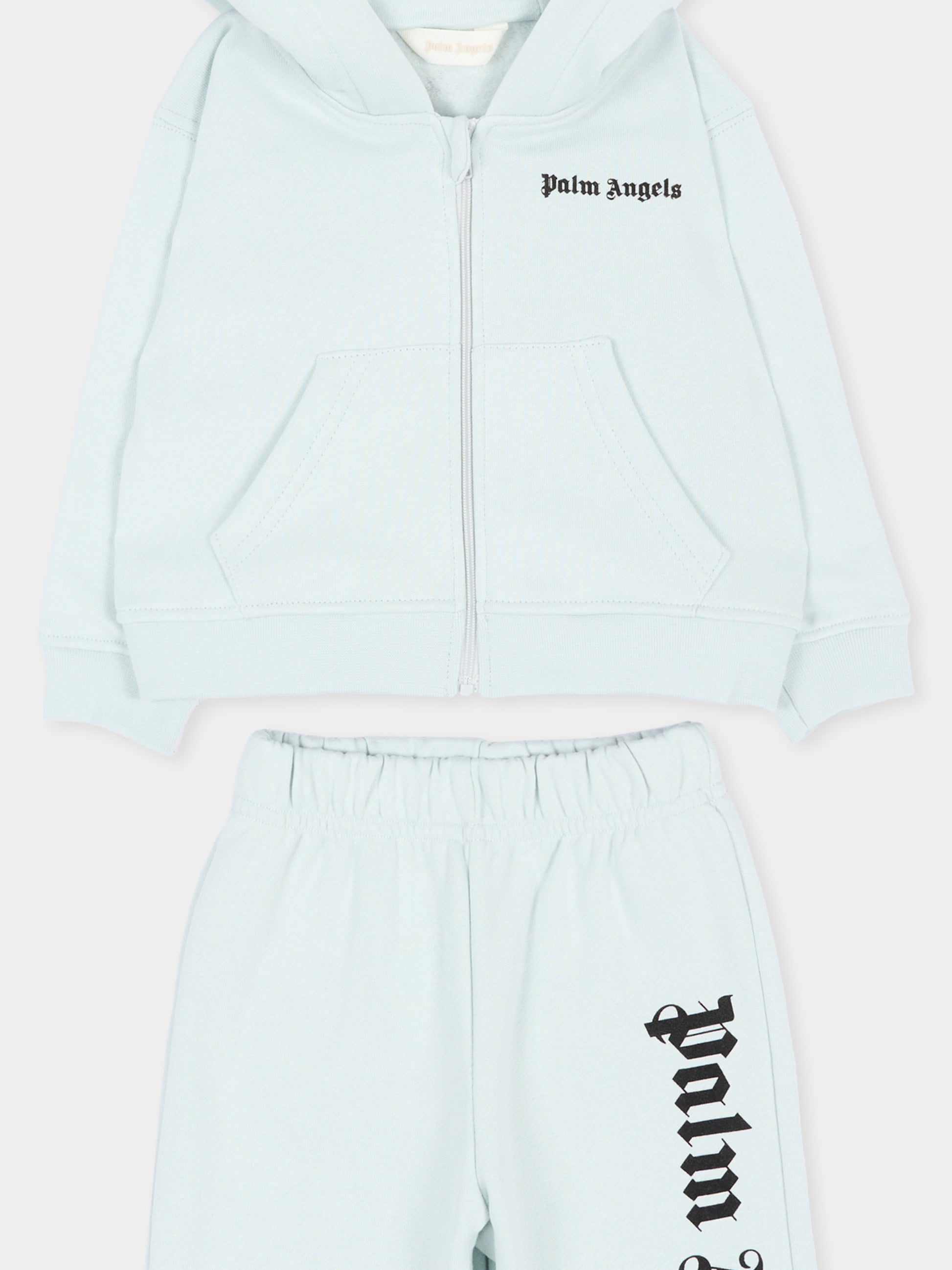 Completo sportivo lungo celeste per neonato con logo,Palm Angels,F6PANBTP180 960