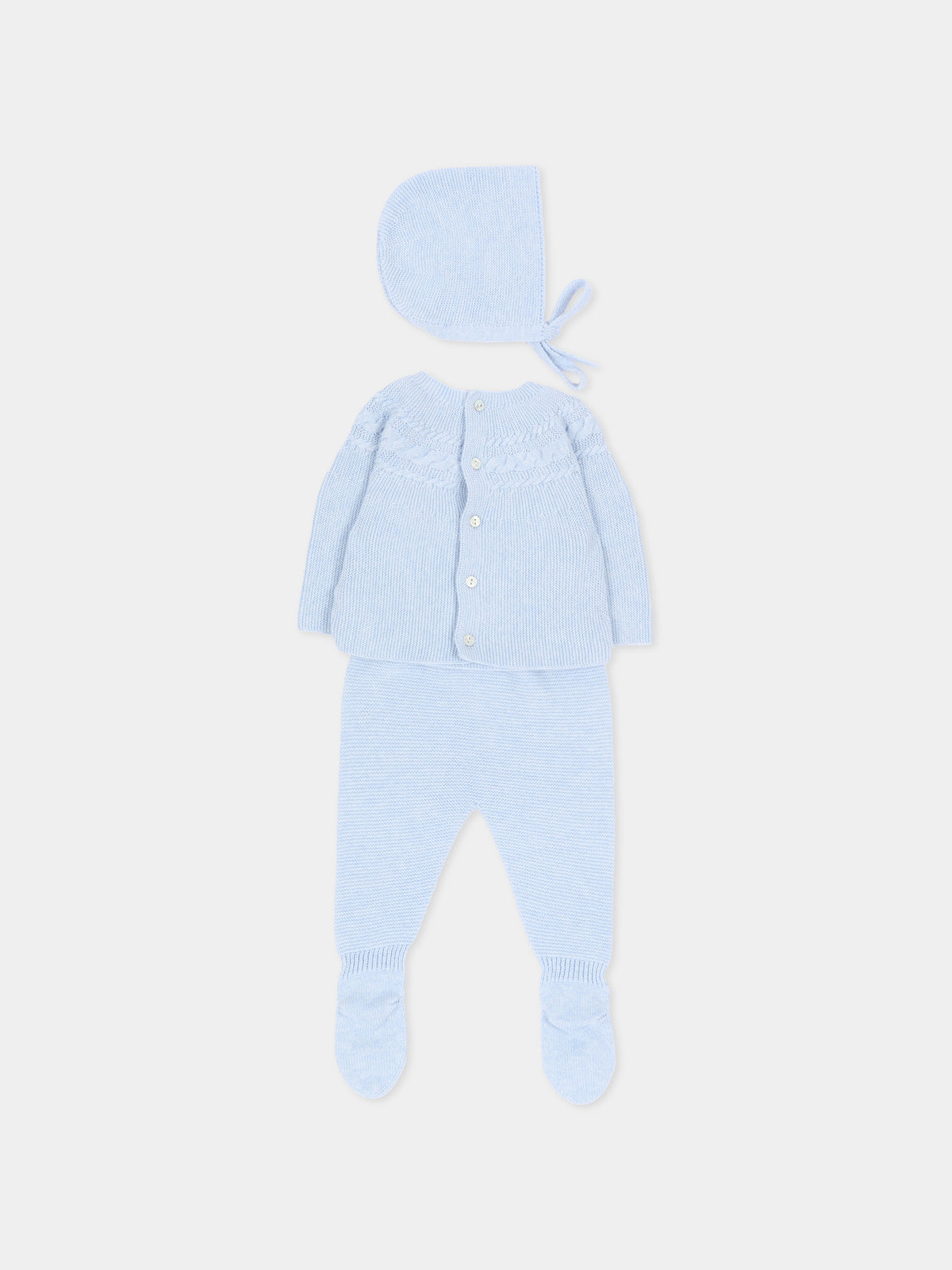 Completo nascita azzurro in maglia per neonato,Martín Aranda,004-11323 C08