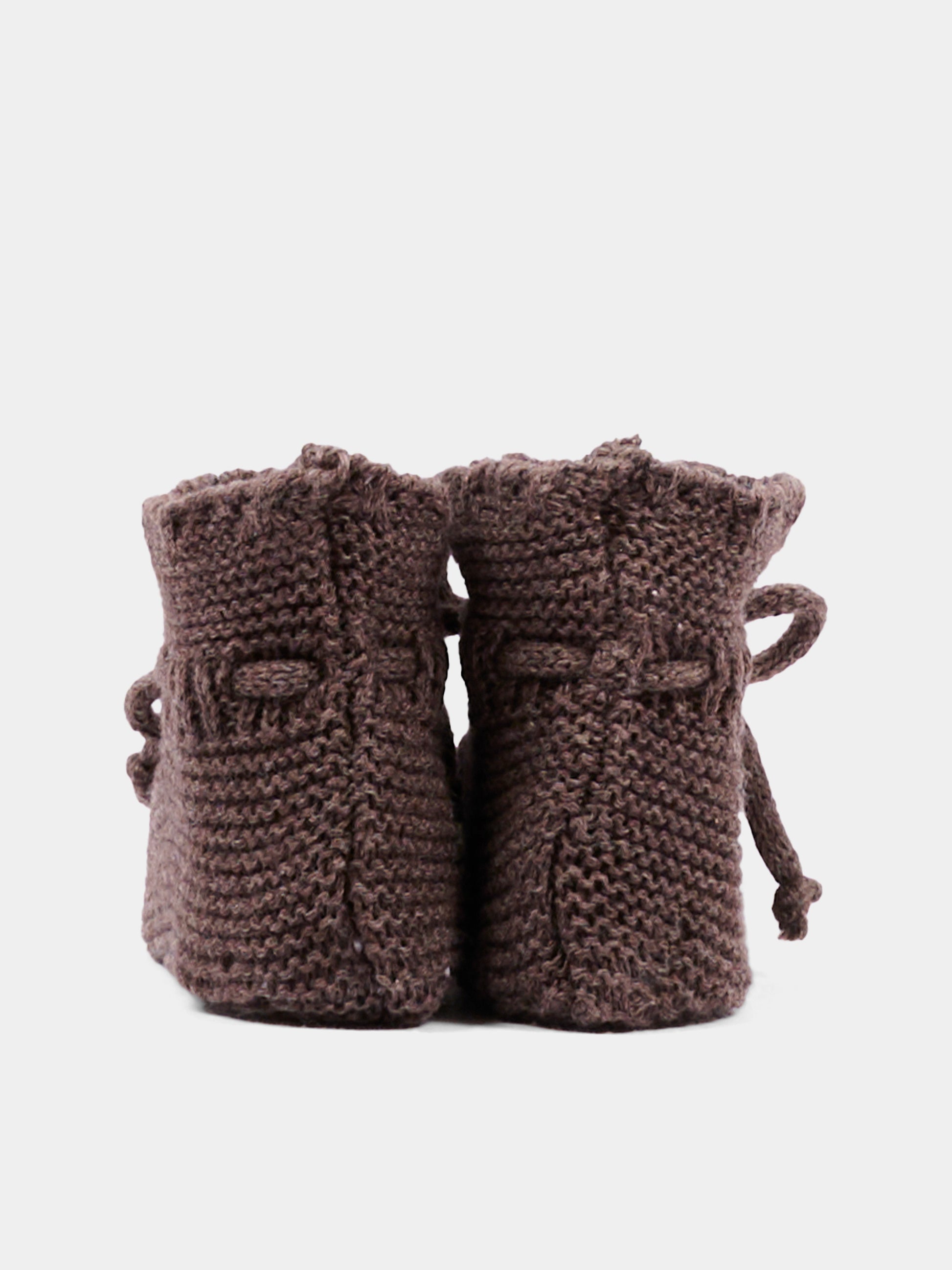 Babbucce marroni in maglia per neonati,Martín Aranda,023-10325 B08