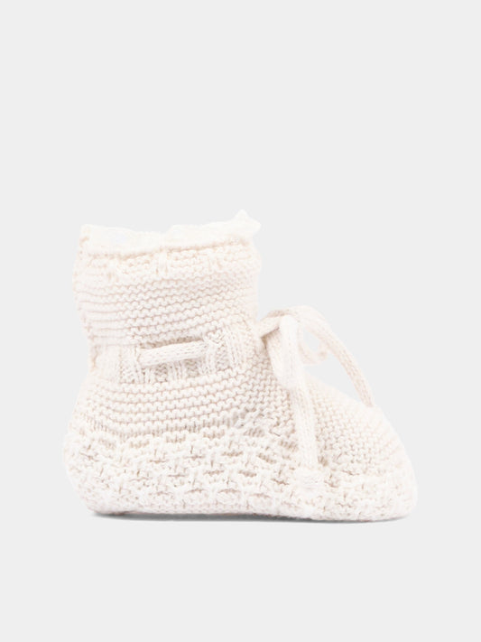 Babbucce beige per neonati in maglia,Martín Aranda,023-10321 E01