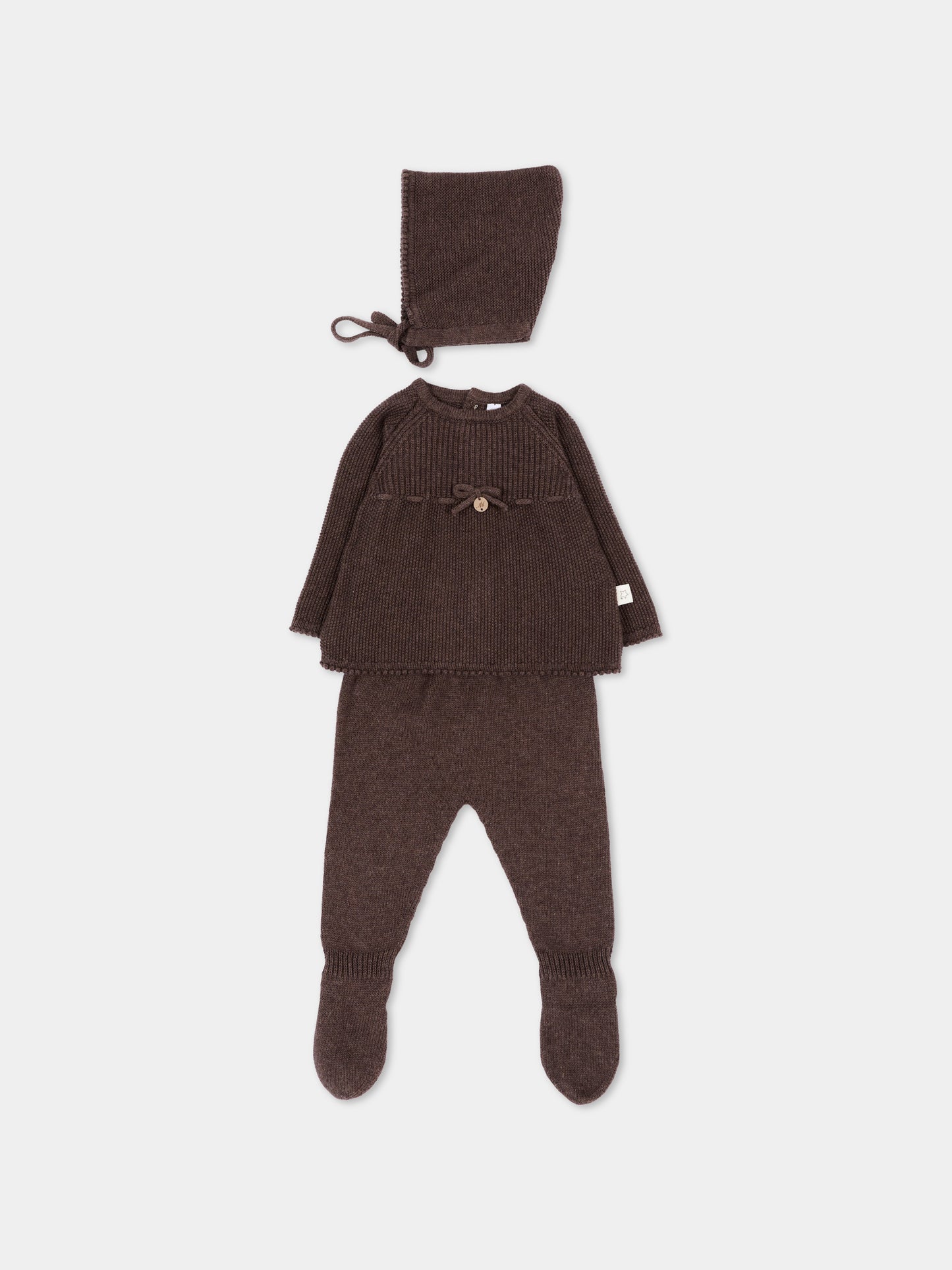 Completo nascita marrone con cuffietta per neonati in maglia,Martín Aranda,004-11329 B08