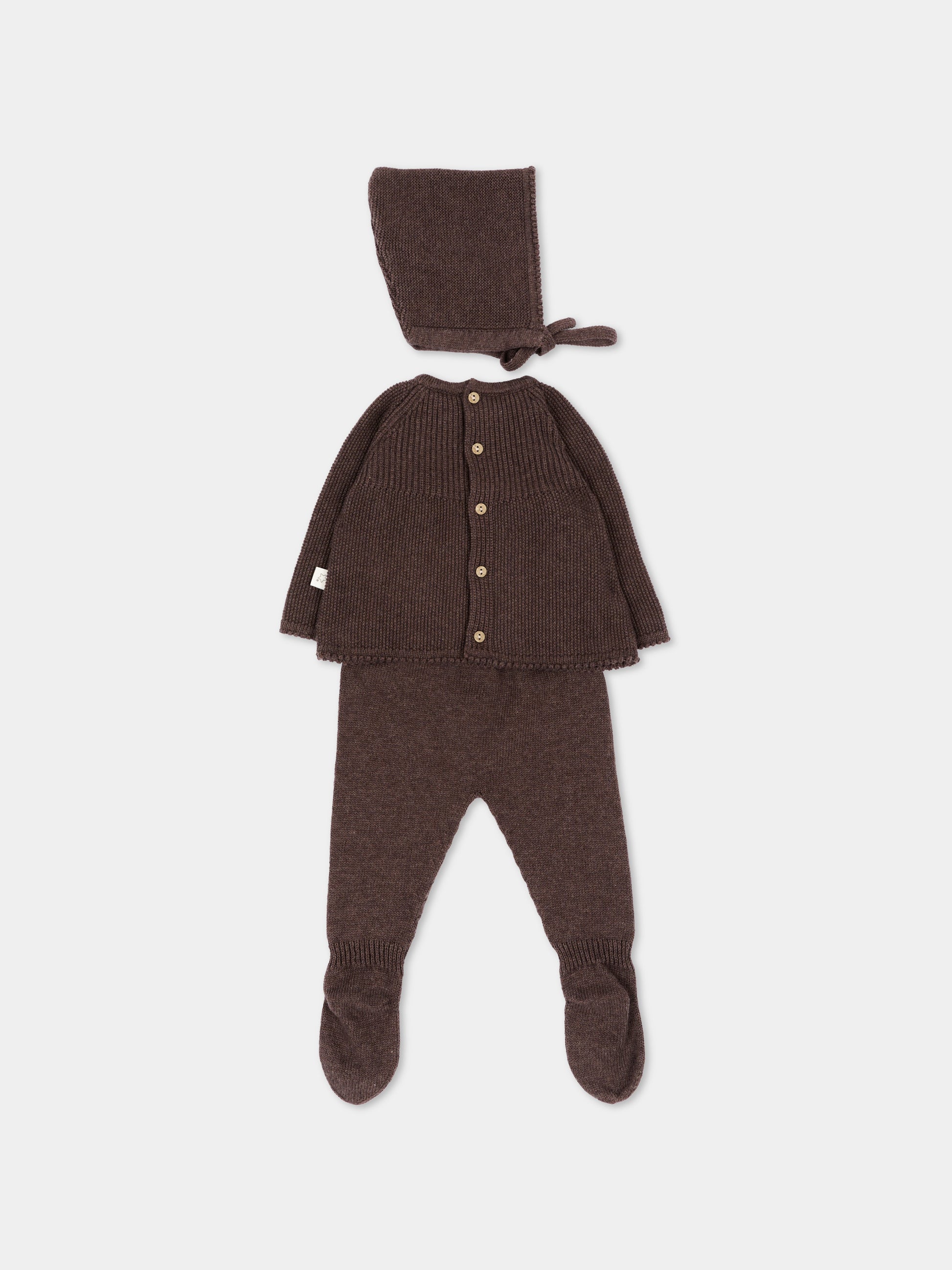 Completo nascita marrone con cuffietta per neonati in maglia,Martín Aranda,004-11329 B08