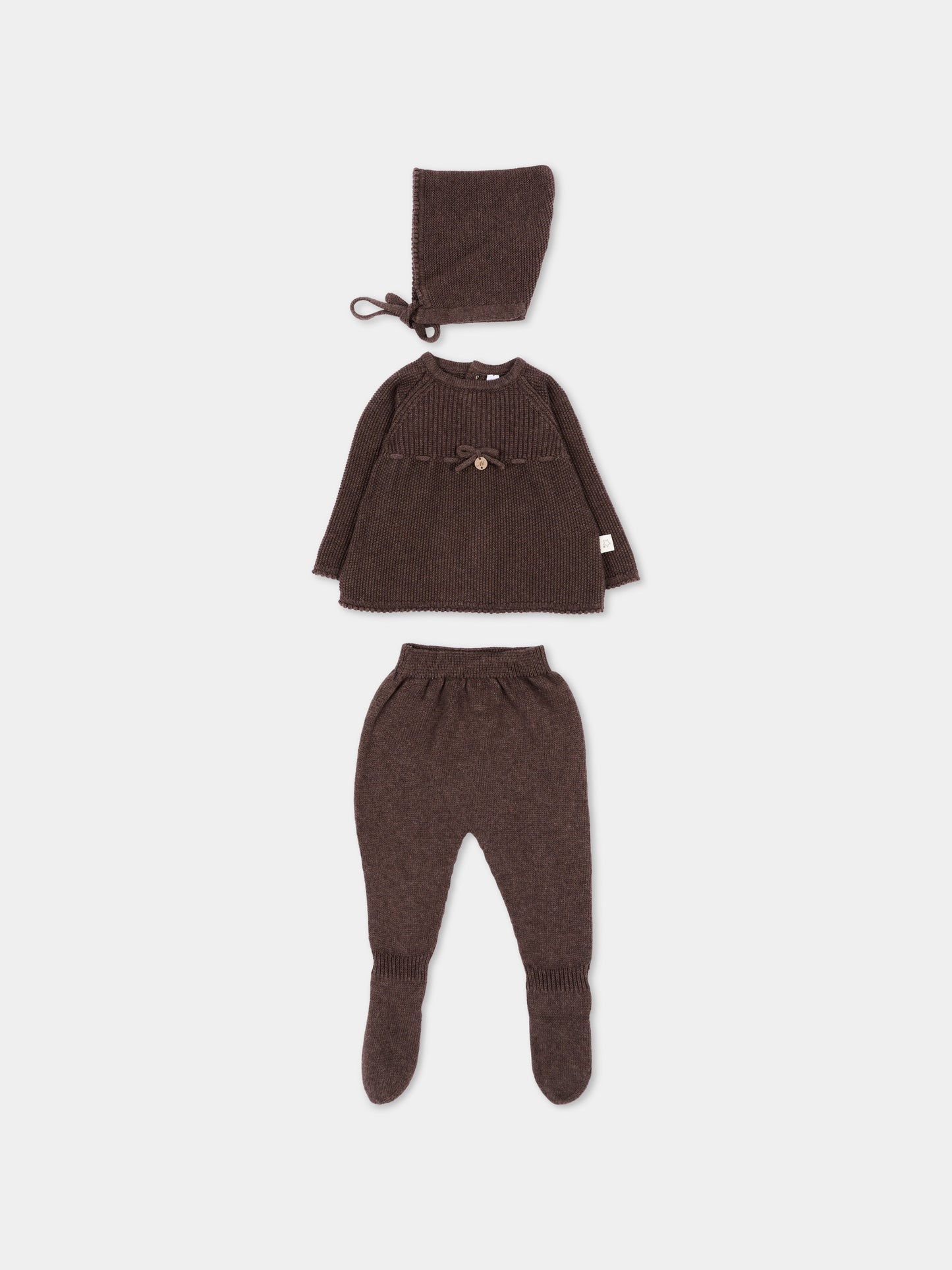 Completo nascita marrone con cuffietta per neonati in maglia,Martín Aranda,004-11329 B08