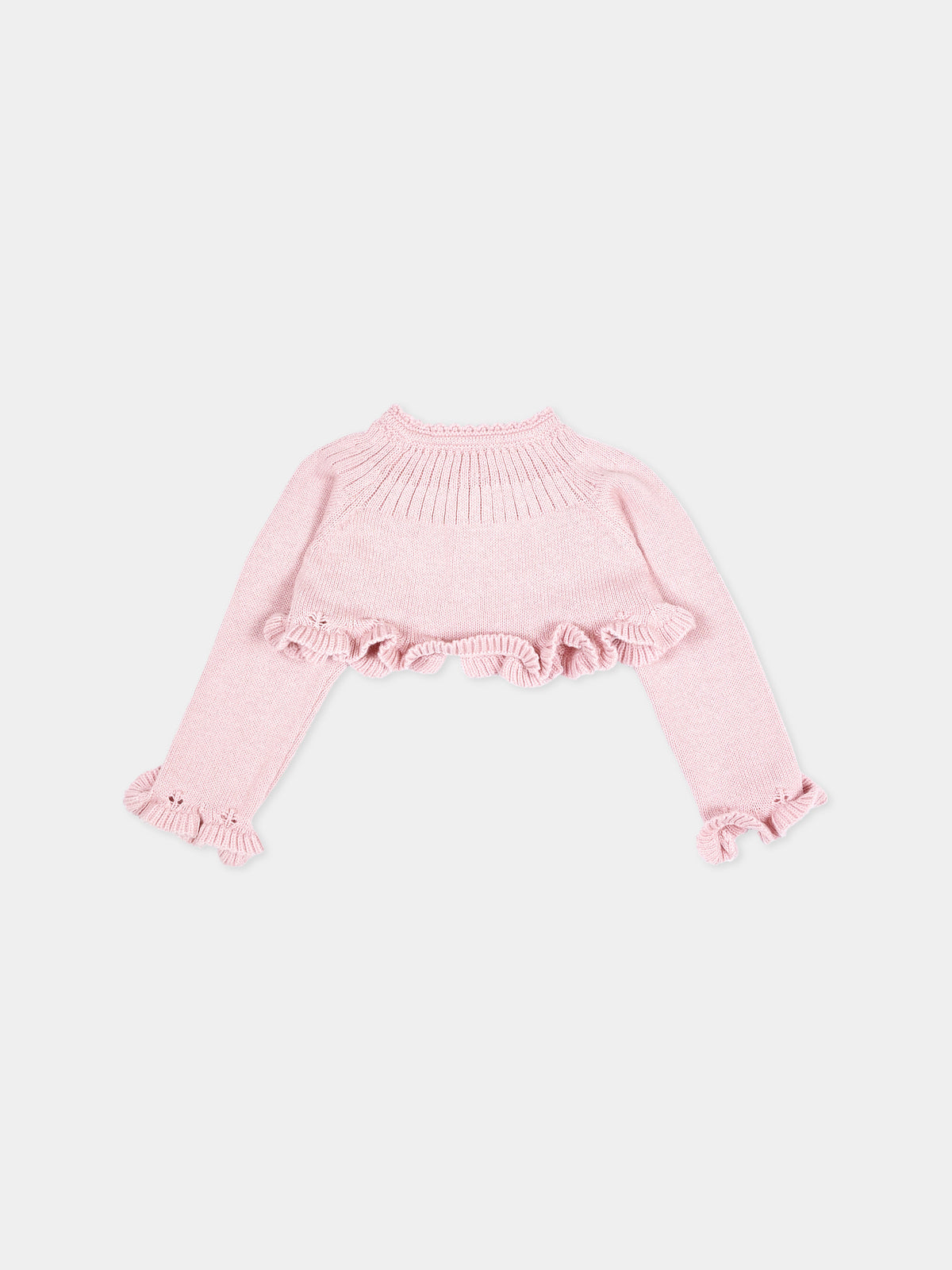 Cardigan rosa per neonata con ruches,Martín Aranda,049-10327 P07