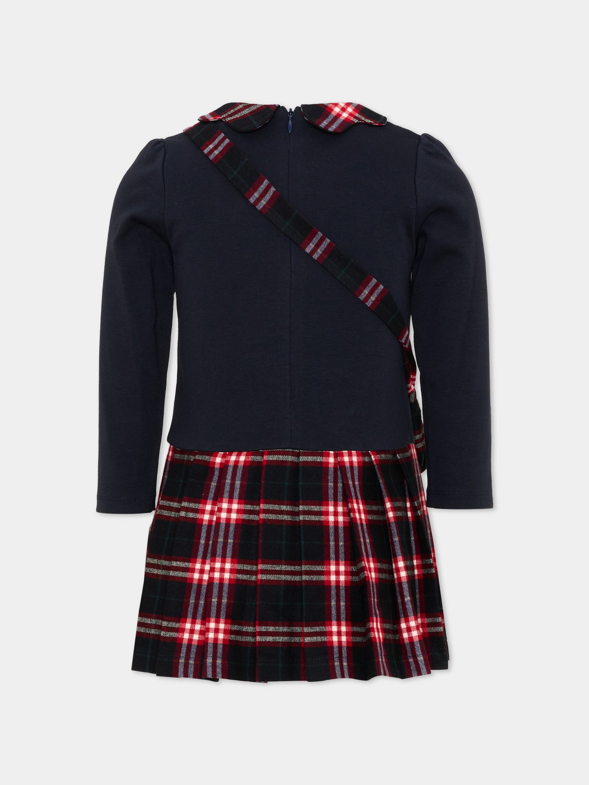 Vestito blu tartan per bambina,Patachou,PAP 47 VET4333269 360