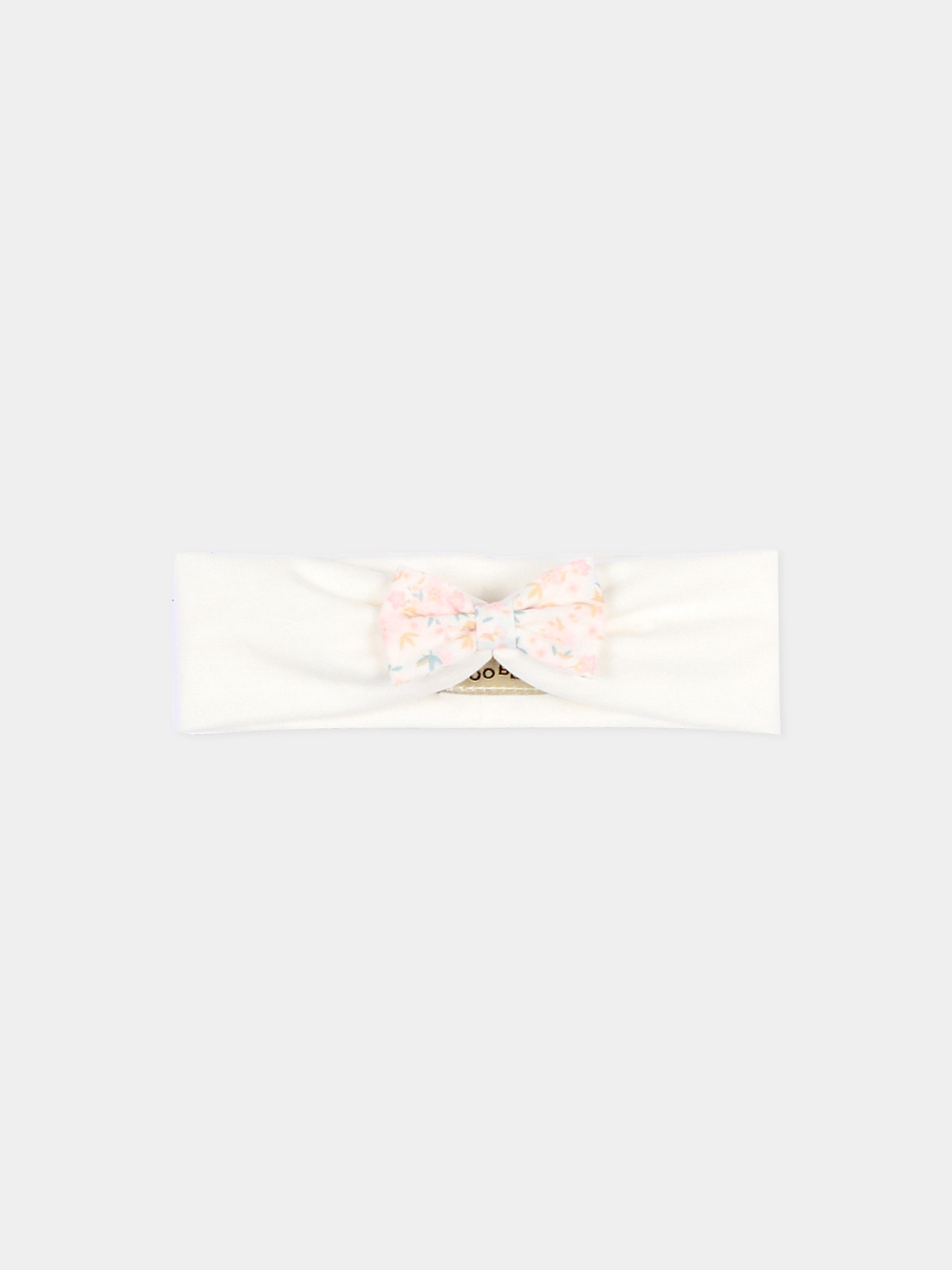 Fascia avorio per neonata con fiocco liberty rosa,Le Boo Beebè,ACB021 2030