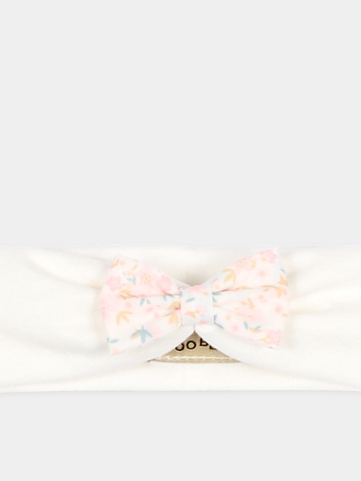 Fascia avorio per neonata con fiocco liberty rosa,Le Boo Beebè,ACB021 2030