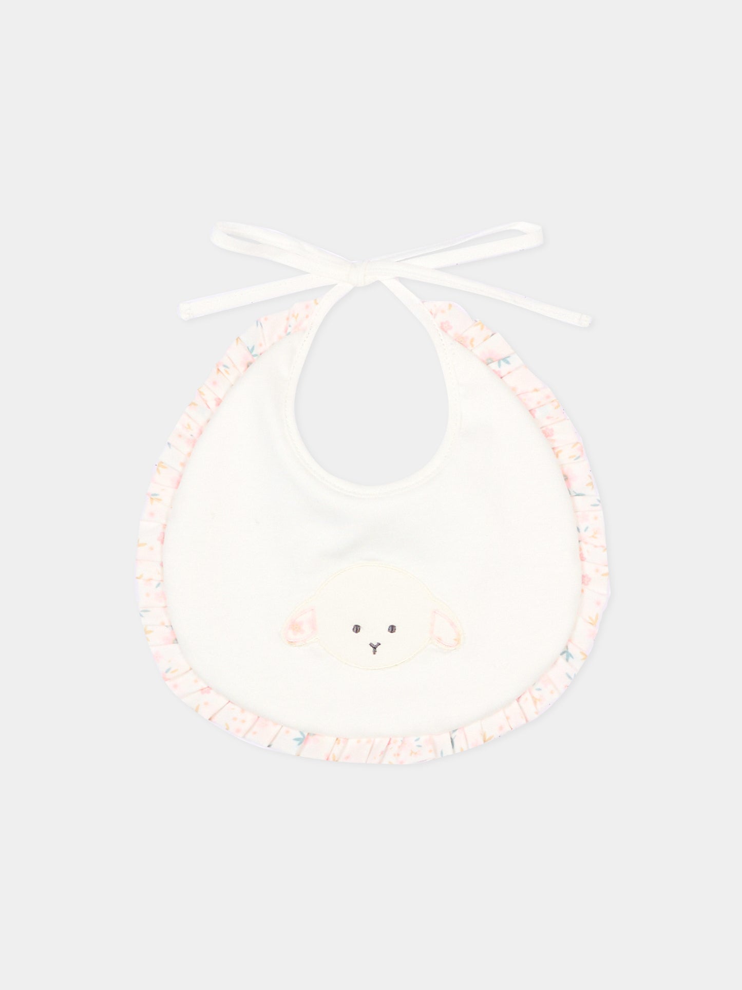 Bavaglino avorio per neonata con agnellino Olive,Le Boo Beebè,CBB022 T351 2030