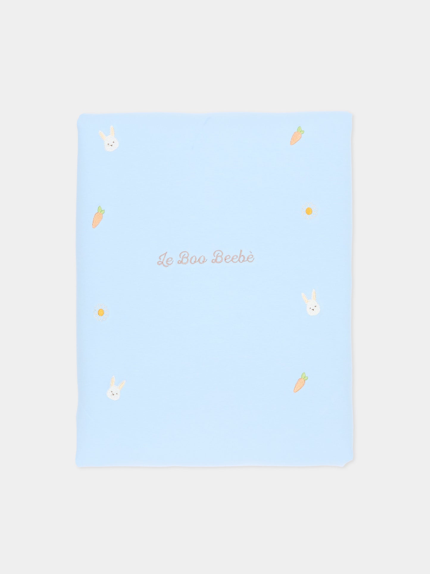 Coperta celeste per neonato con ricami,Le Boo Beebè,CBC023 T351 40