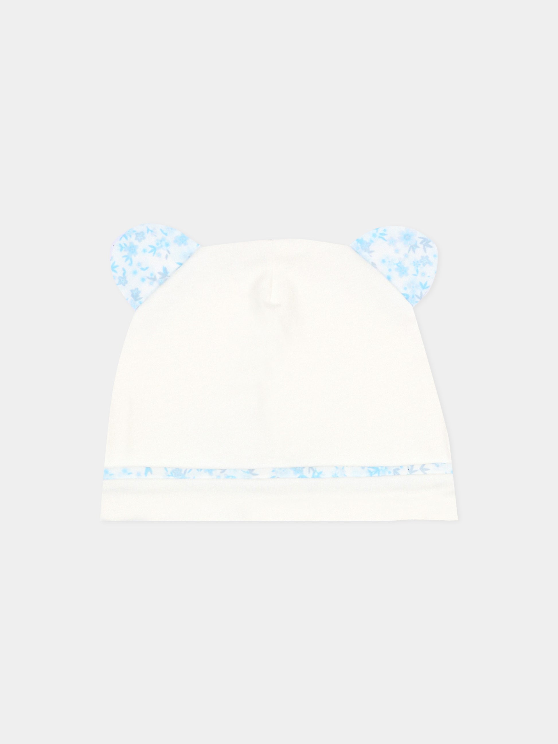 Cappellino avorio per neonato con orecchie in liberty,Le Boo Beebè,CCB021 T351 40