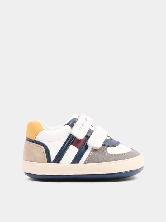 Sneakers bianche per neonato con velcro