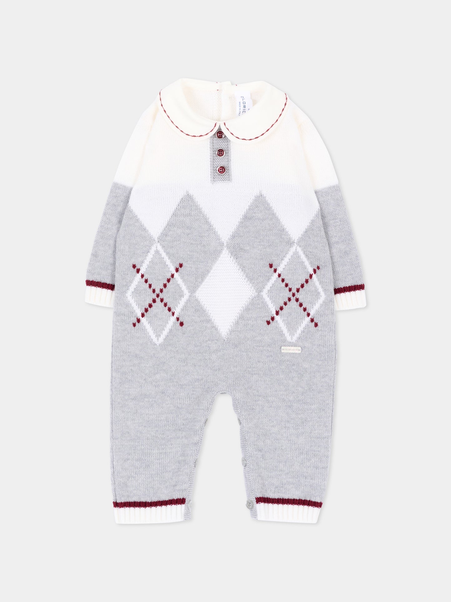 Tutina grigia per neonato a rombi,Colorichiari,MF168563 2088 9573