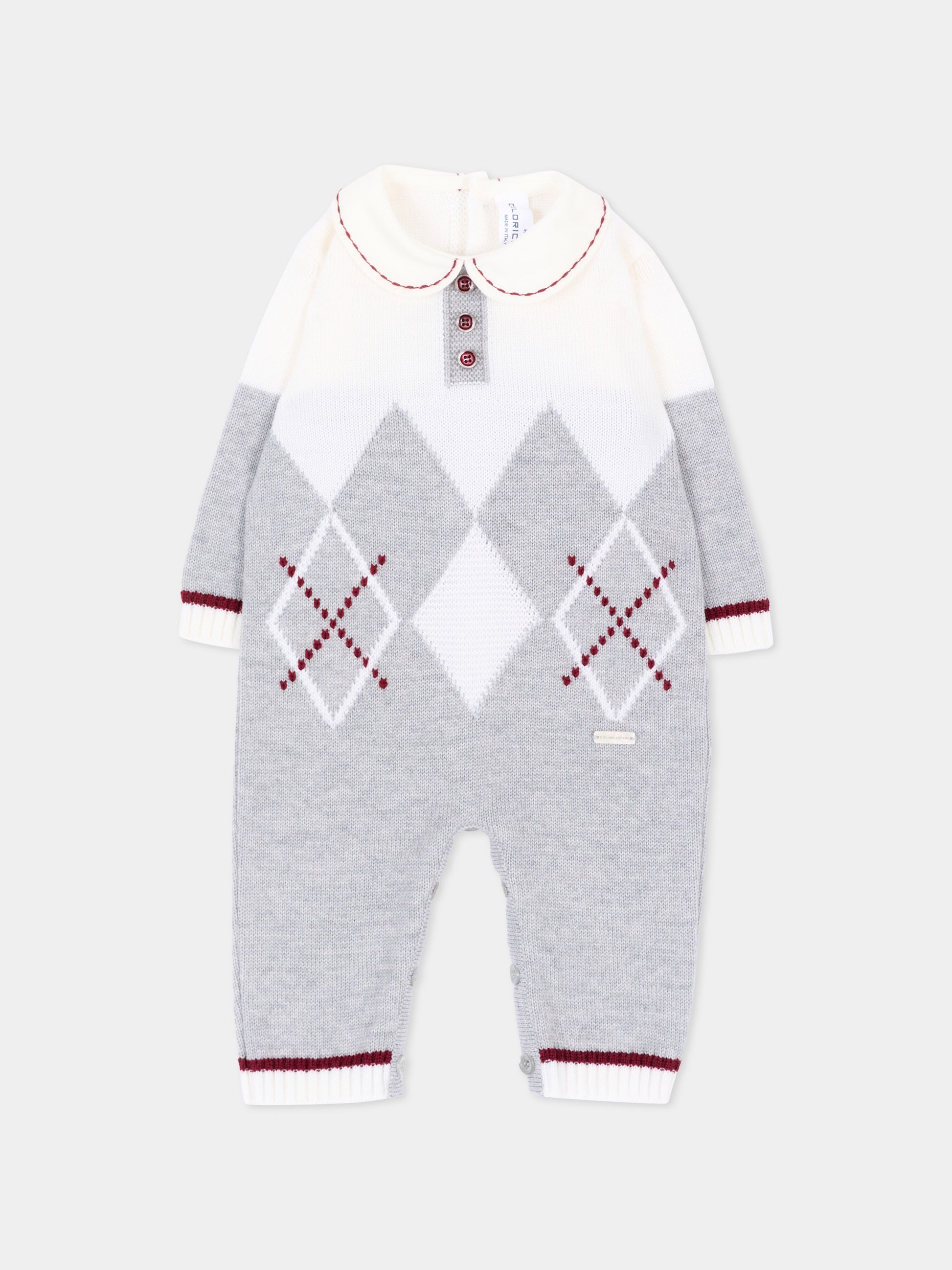 Tutina grigia per neonato a rombi,Colorichiari,MF168563 2088 9573