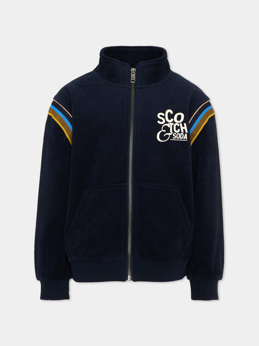 Felpa blu per bambino con logo,Scotch&soda,183330 401