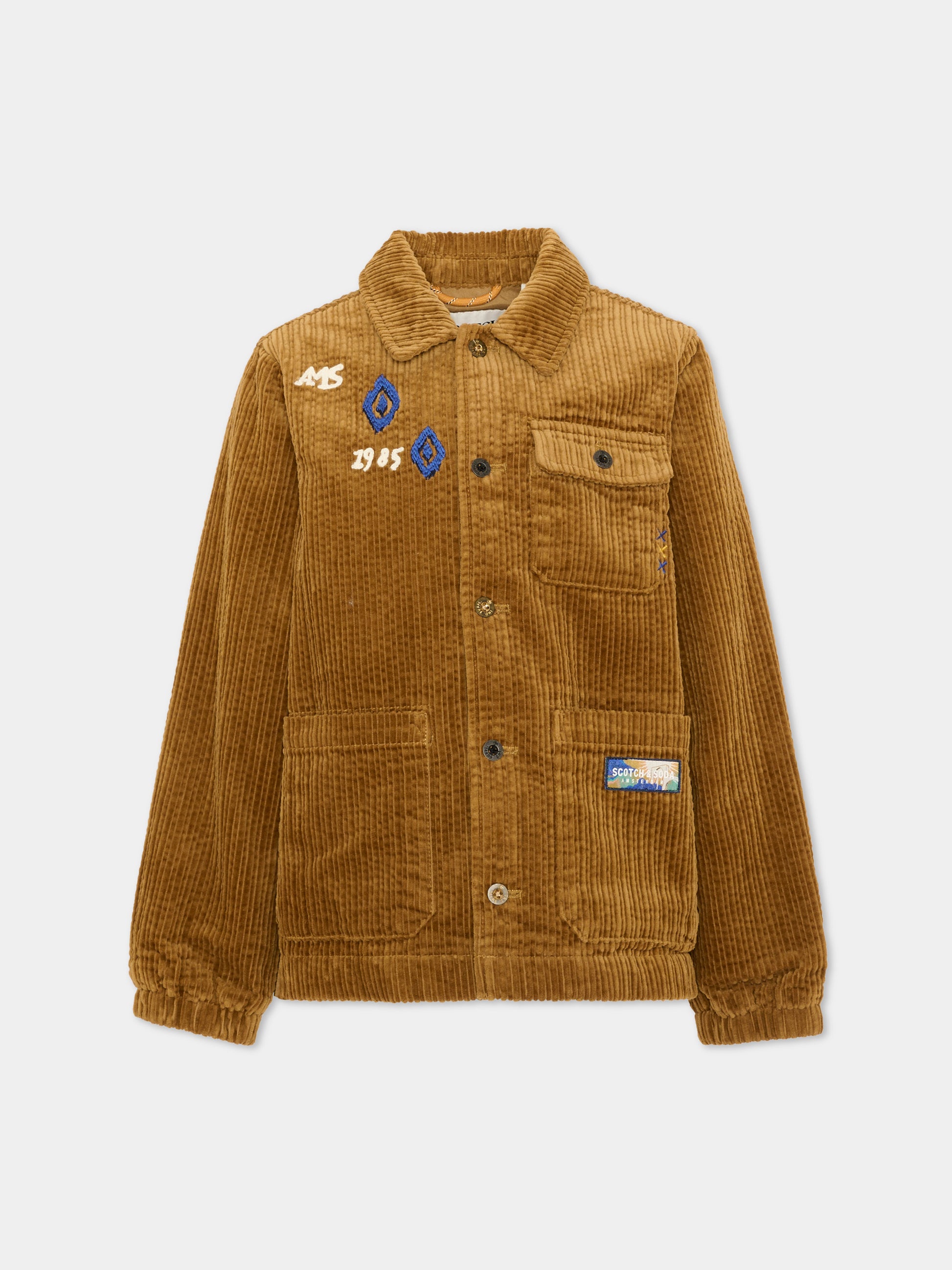 Giacca marrone in corduroy ricamata per bambino,Scotch&soda,183295 230
