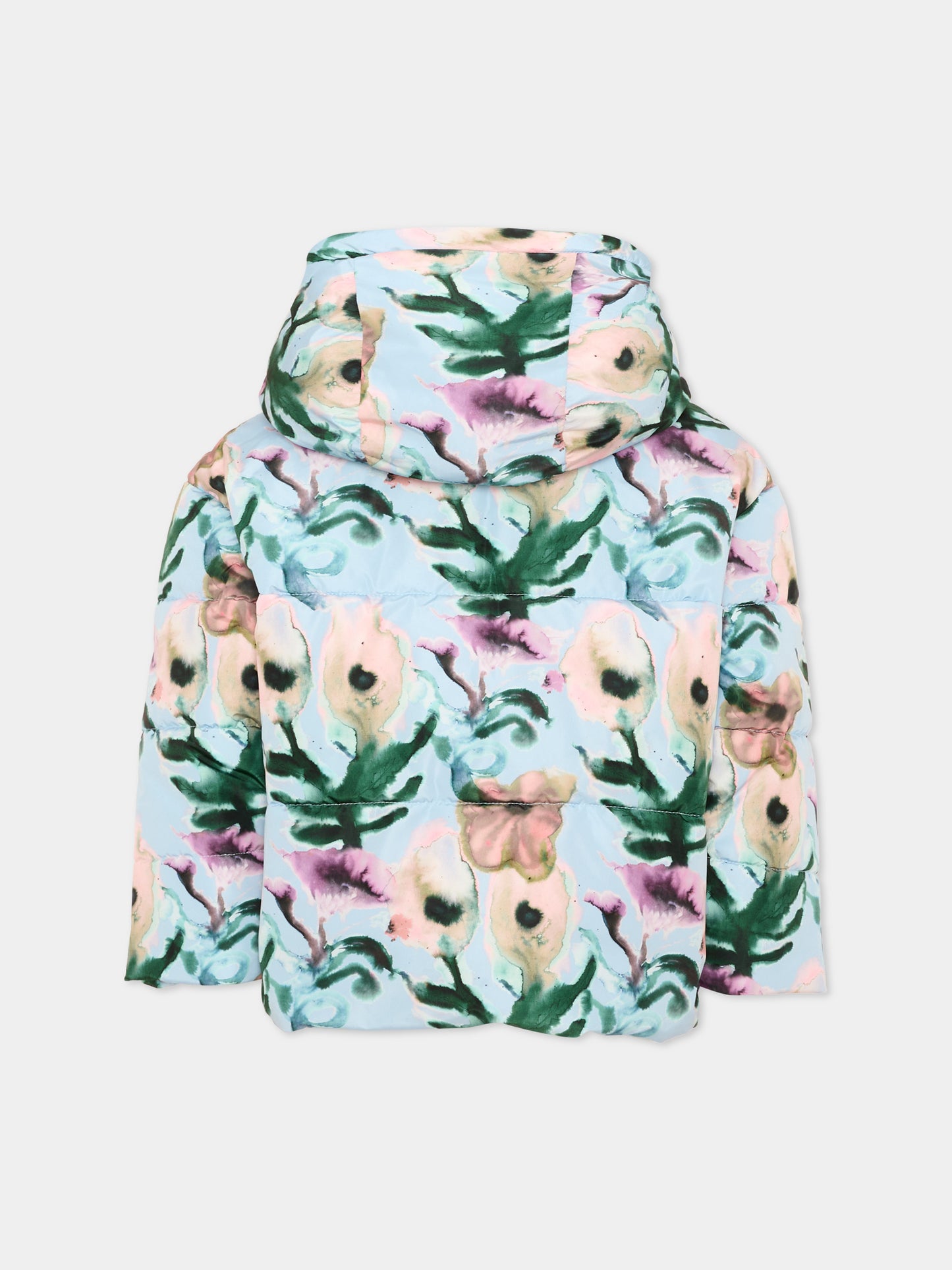 Piumino azzurro per bambina floreale,Scotch&soda,183408 420
