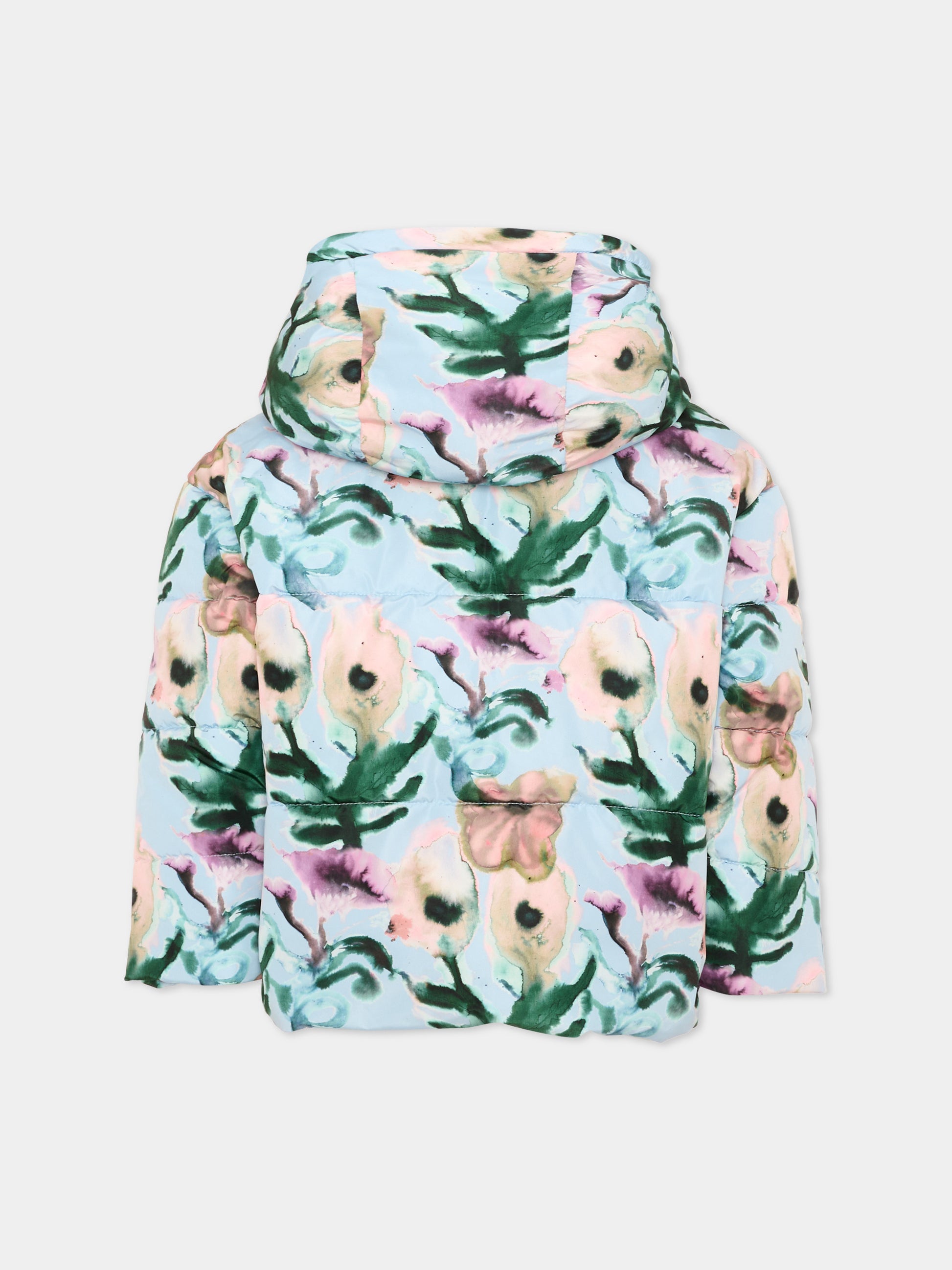 Piumino azzurro per bambina floreale,Scotch&soda,183408 420