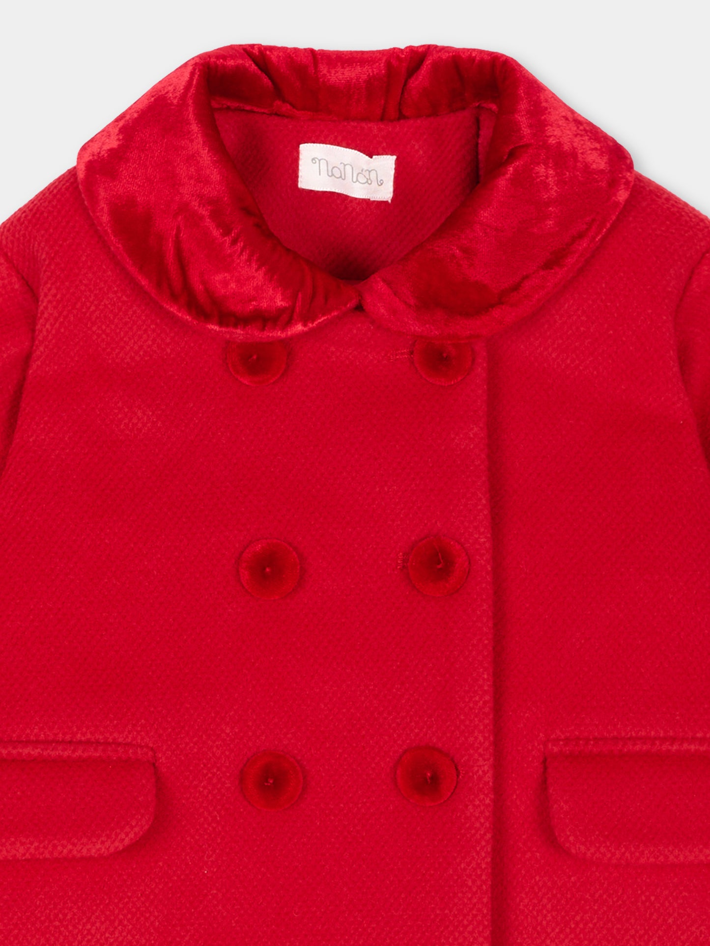 Cappotto rosso per neonata doppiopetto,Nanán,I26417RS