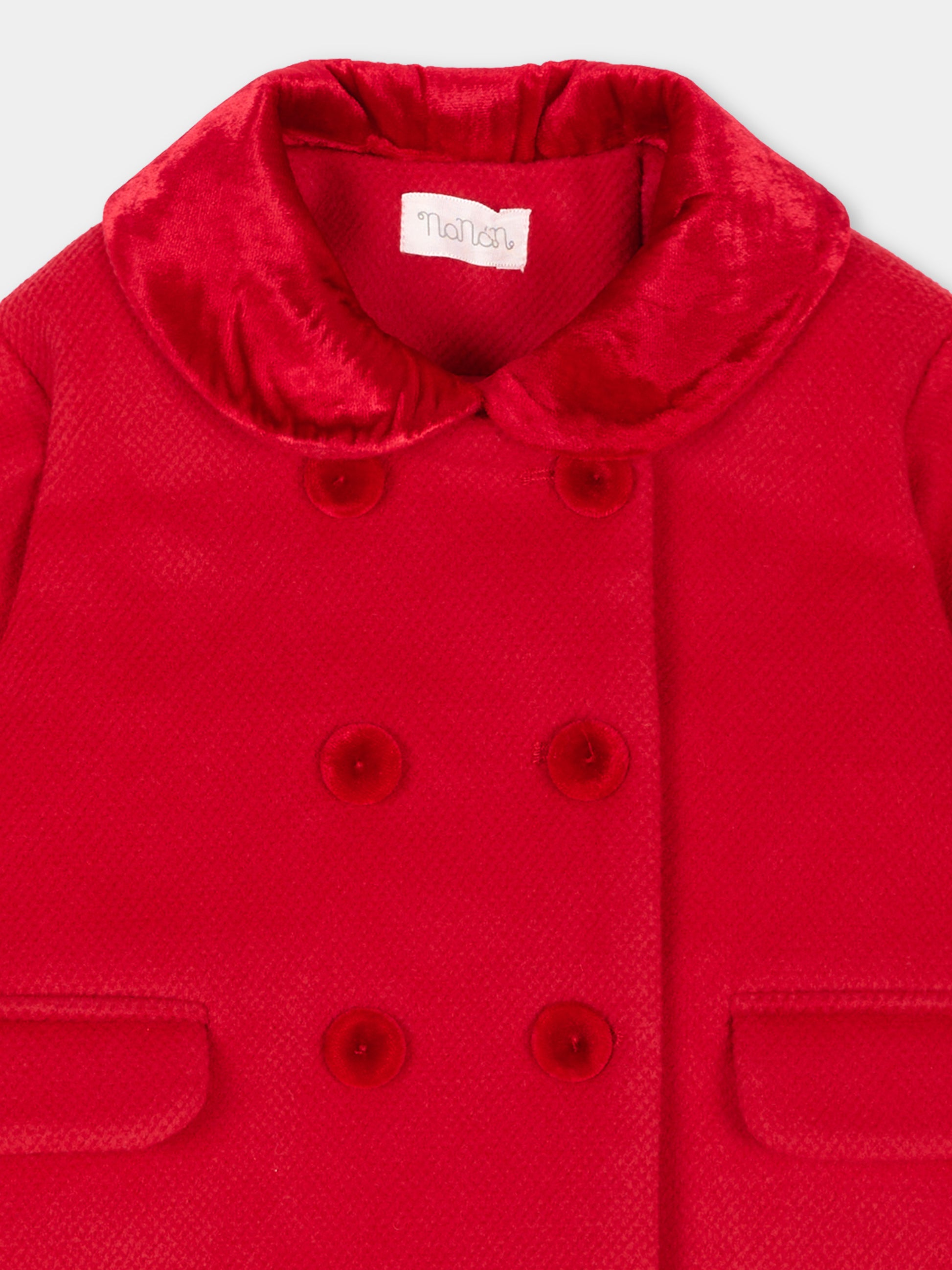 Cappotto rosso per neonata doppiopetto,Nanán,I26417RS