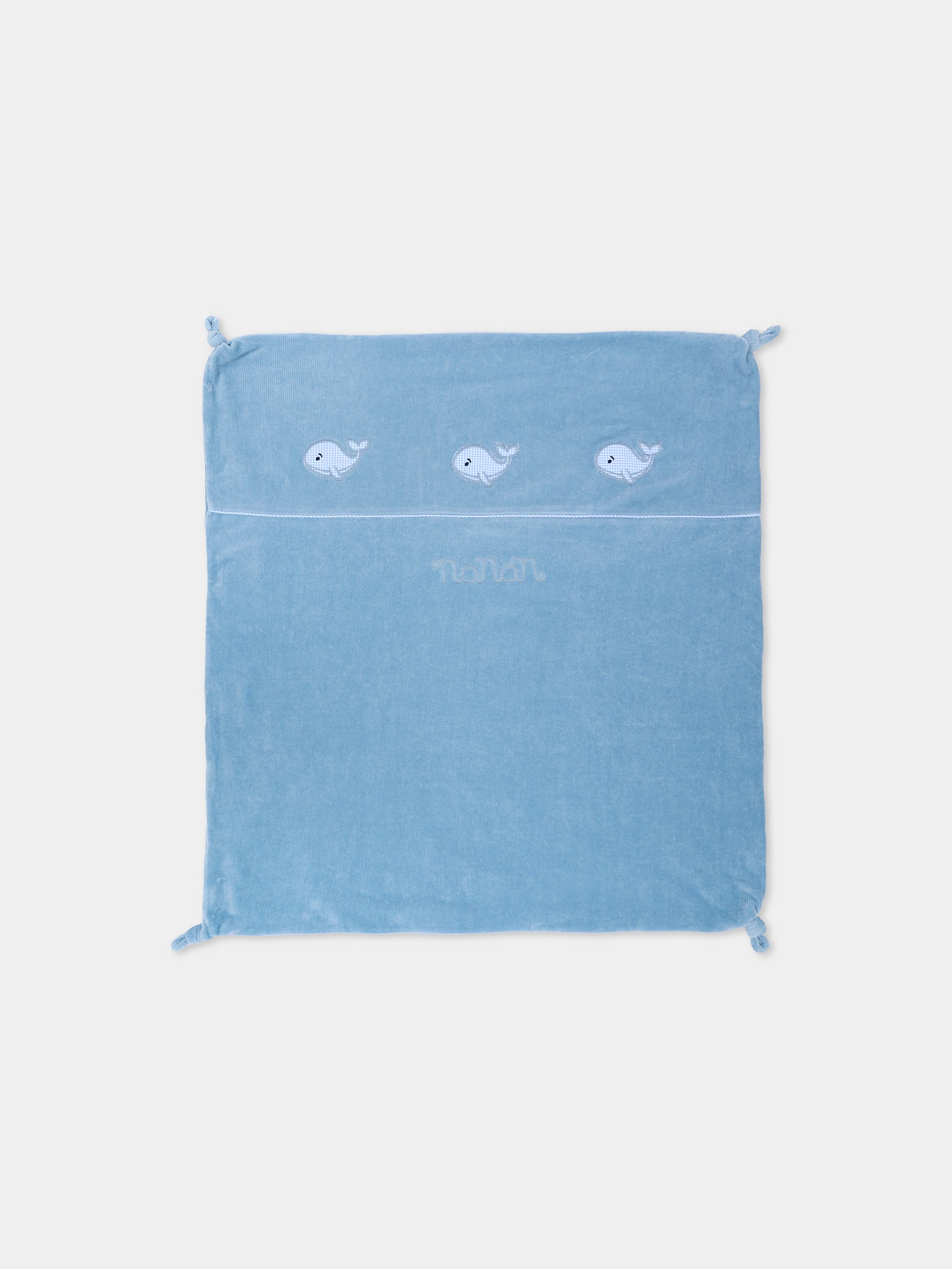 Coperta azzurra per neonato con balene,Nanán,I26177A