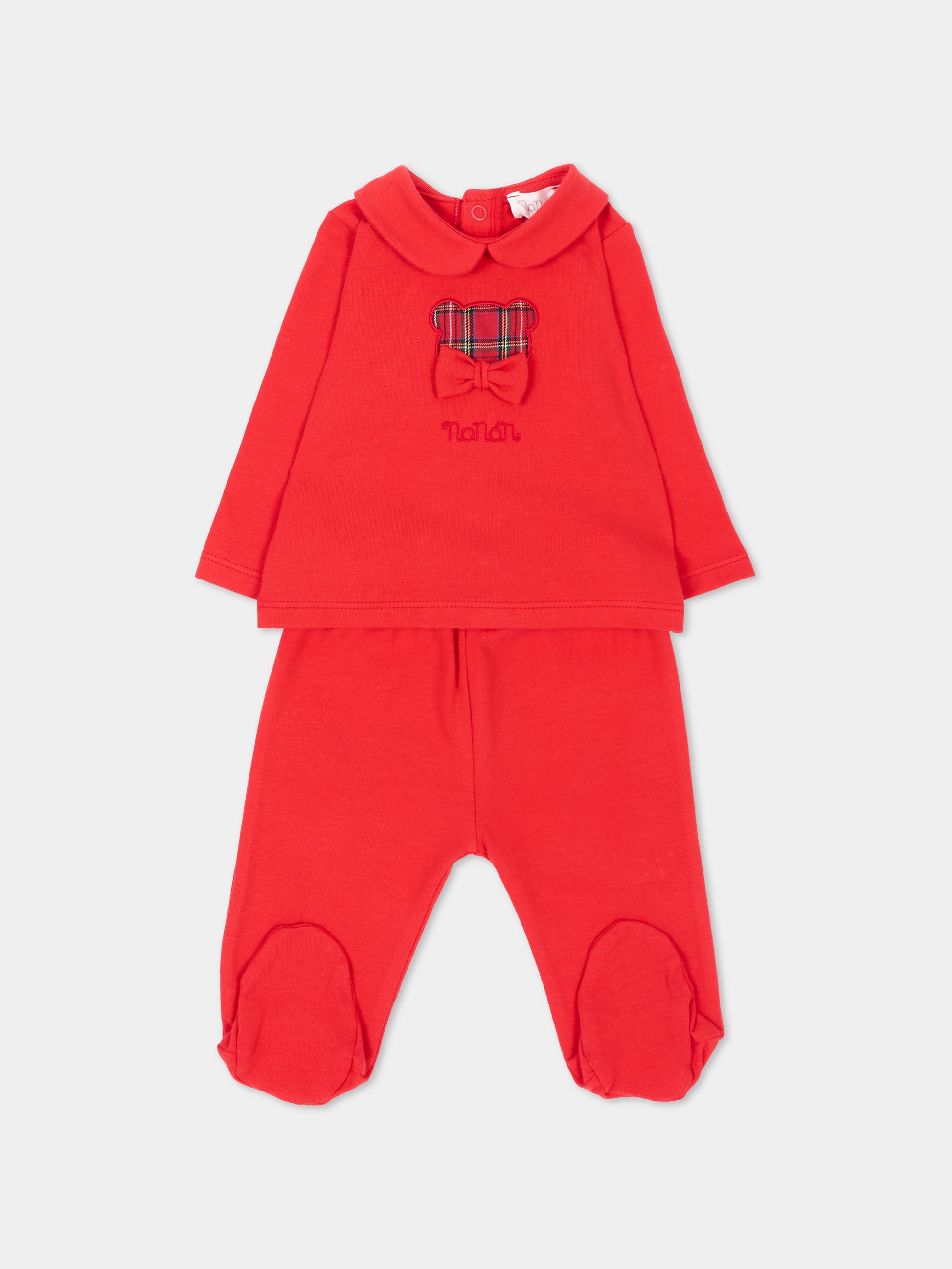 Completo nascita rosso per neonati con orsetto,Nanán,I26038RS