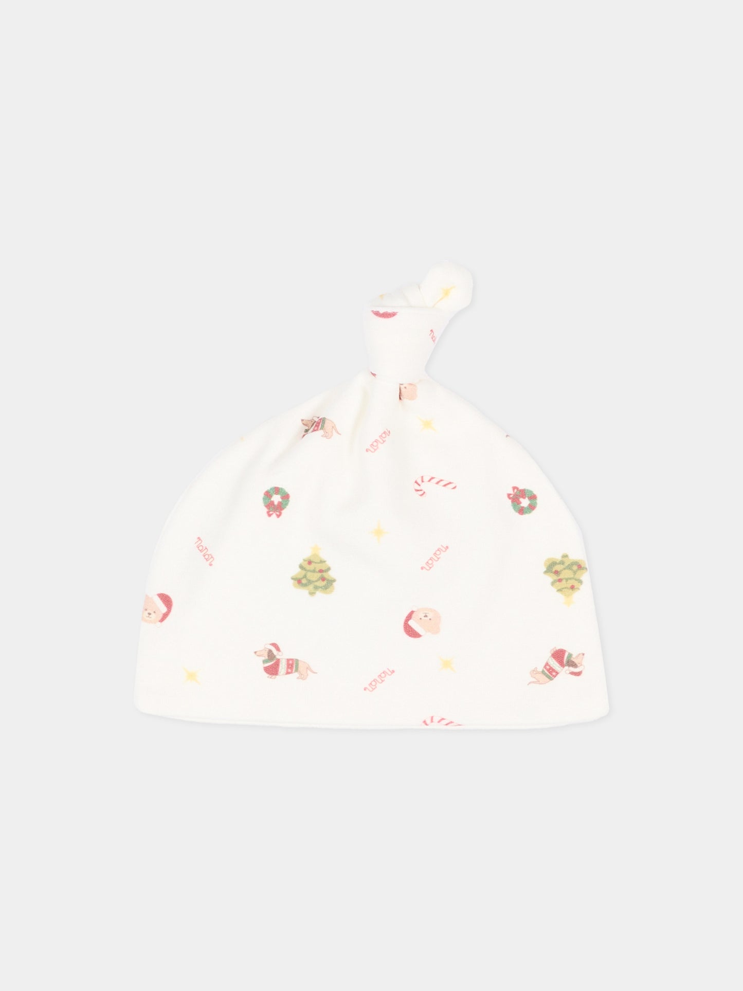 Cappello avorio per neonati con stampa Natale,Nanán,I26027OW
