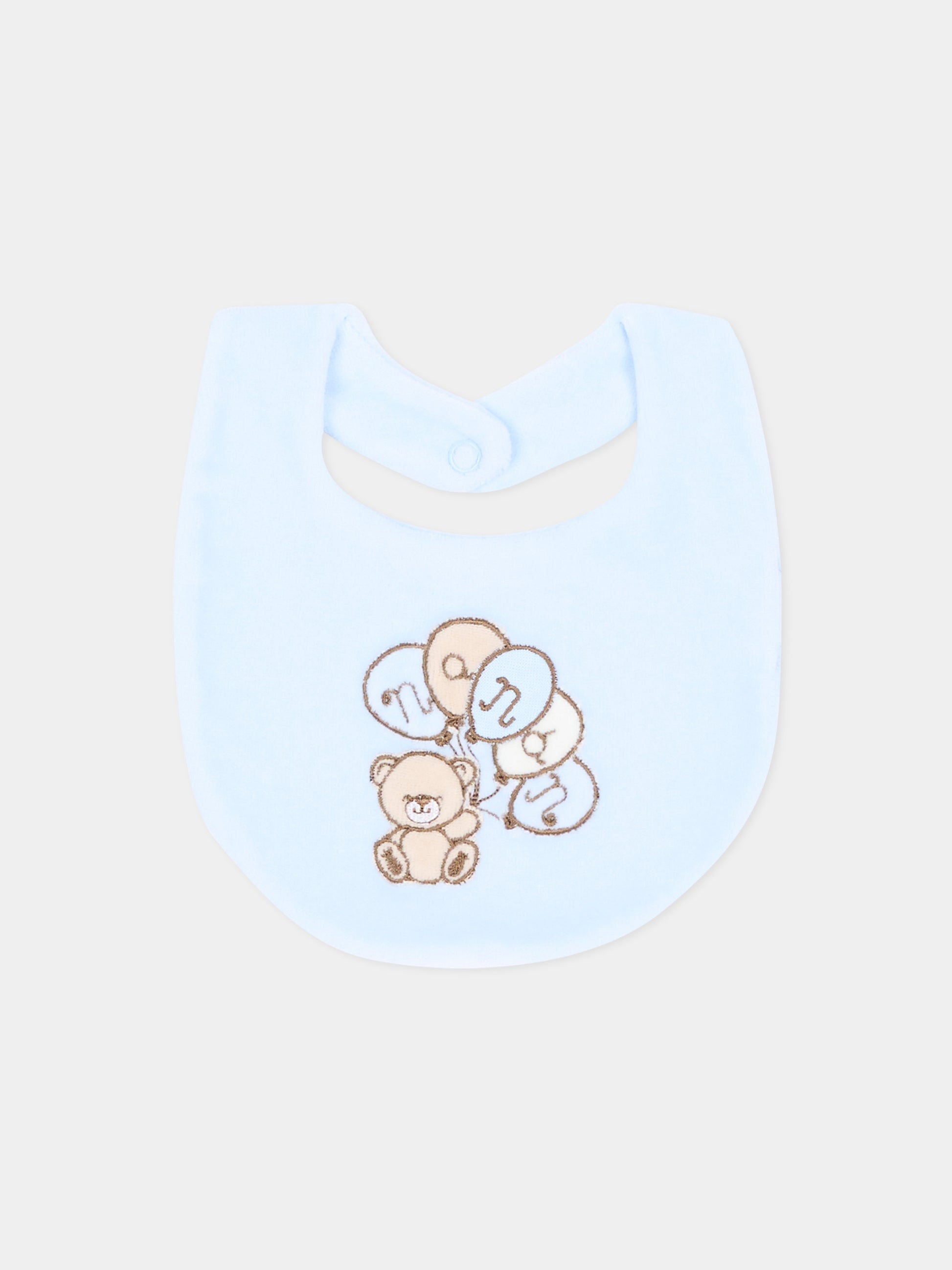 Bavaglino azzurro per neonato con orsetto,Nanán,I26004A