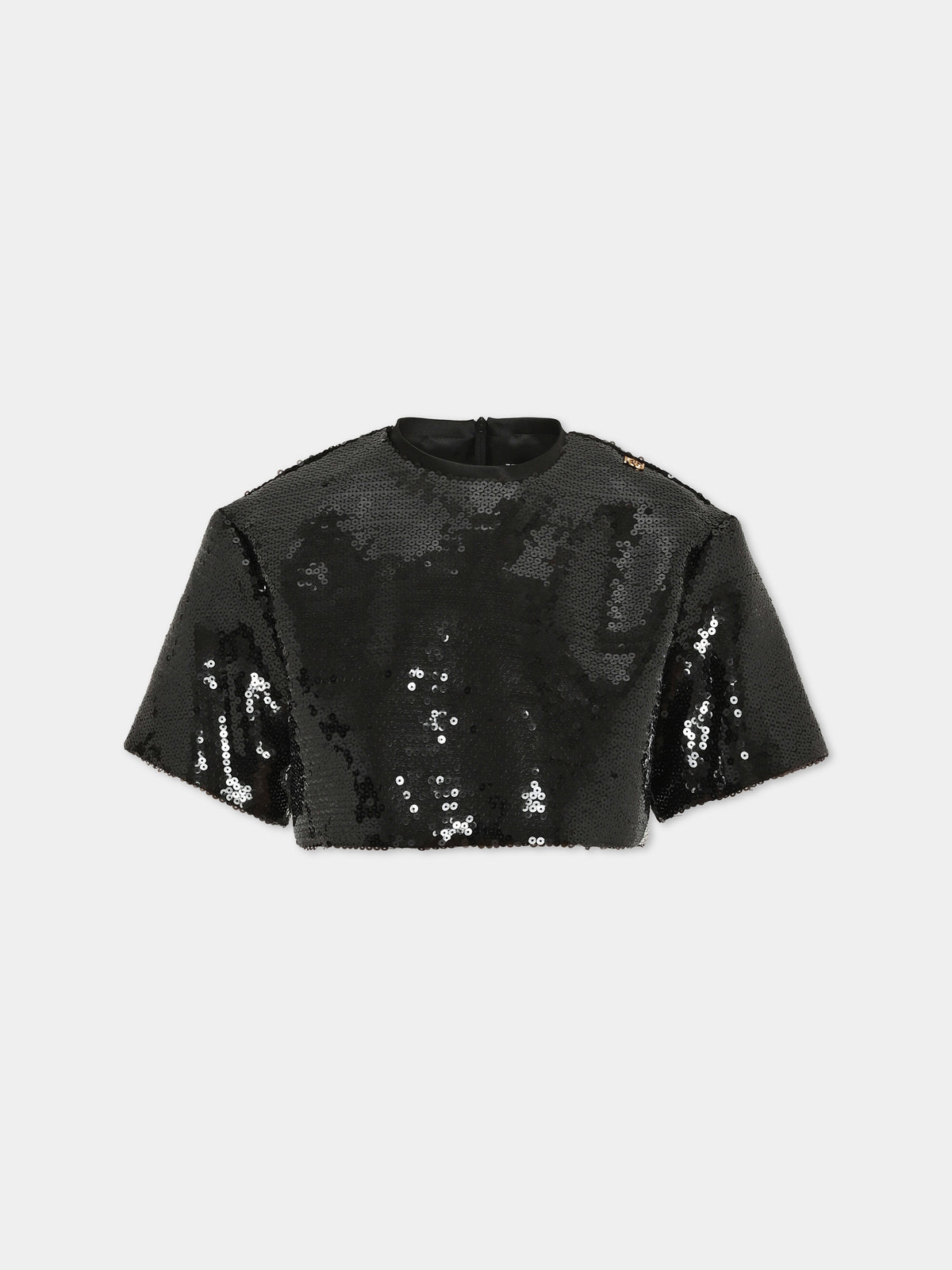 Top nero per bambina con paillettes,Pinko,KFTO010 0 TV152 N000